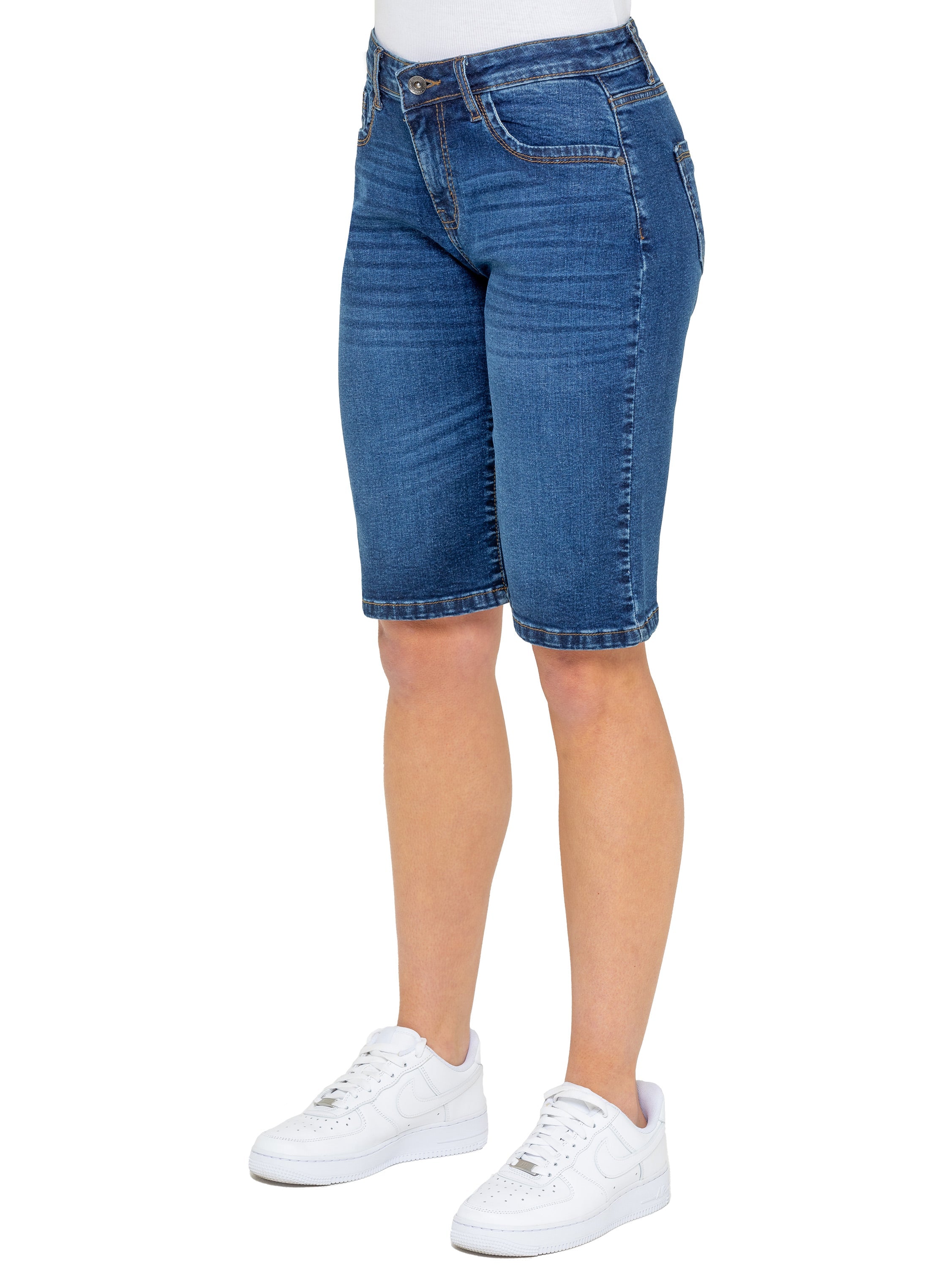 Enzo | Womens Long Denim Shorts