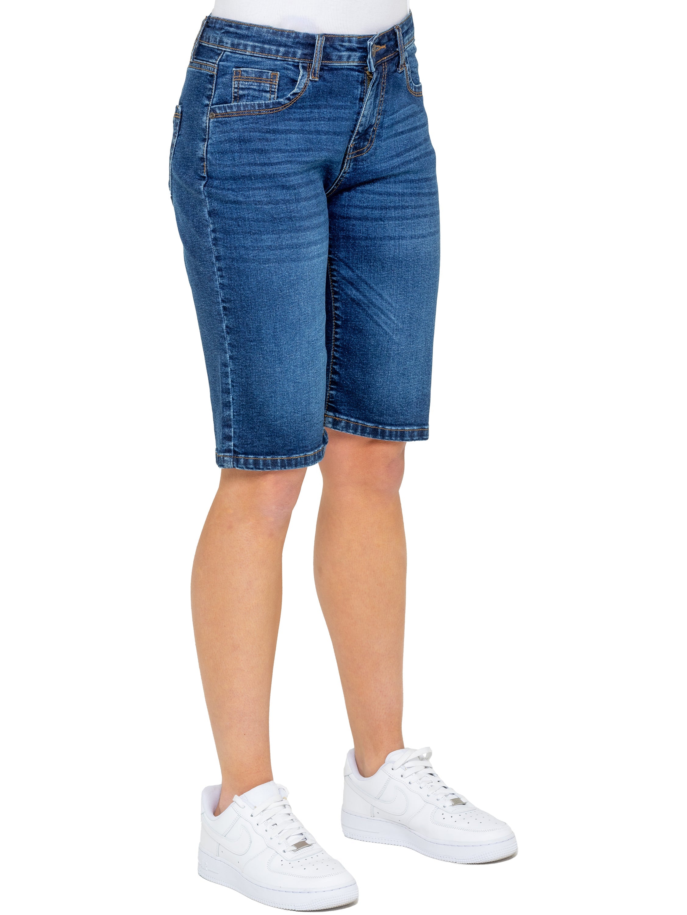 Enzo | Womens Long Denim Shorts