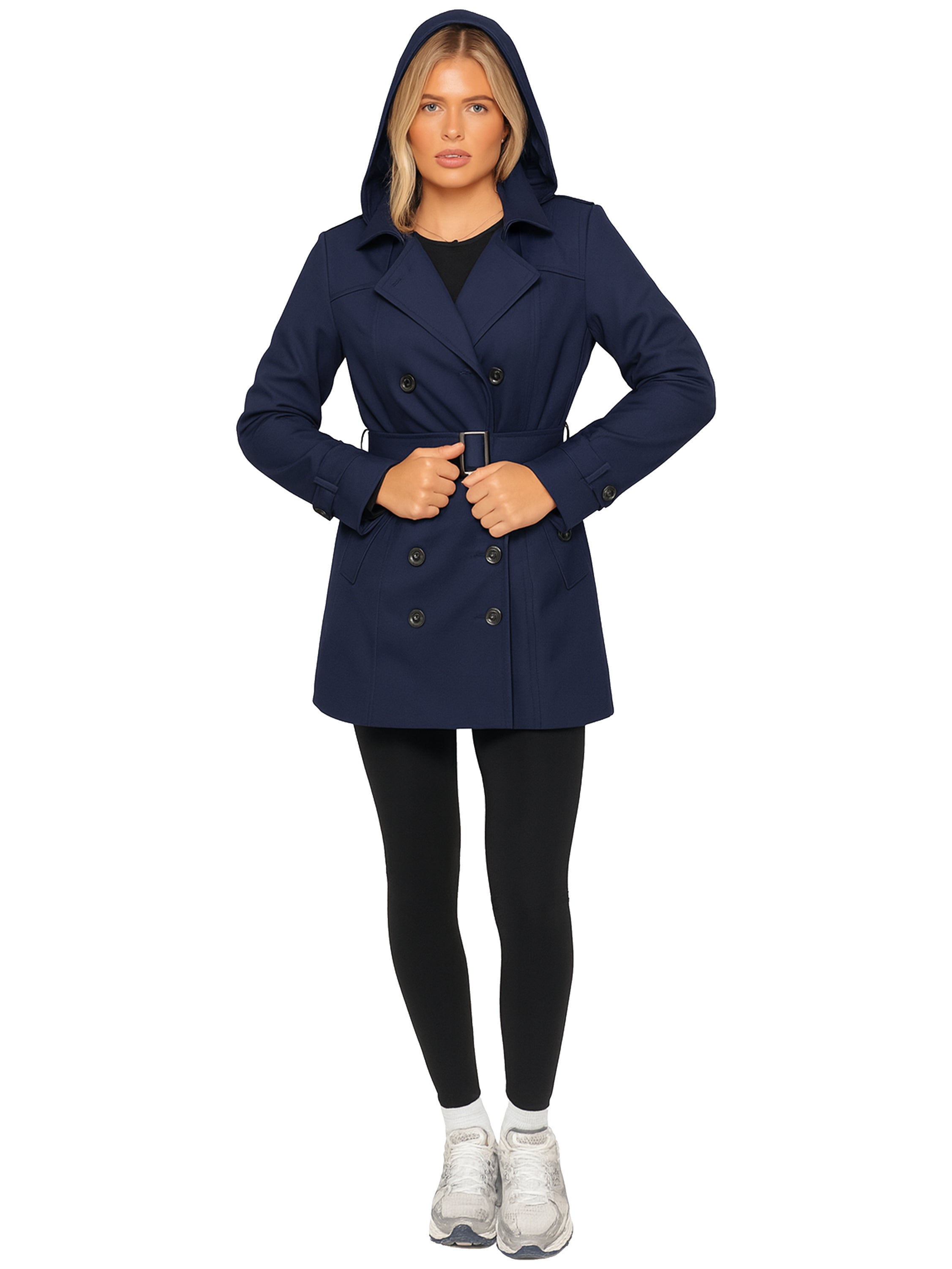 Womens Trench Coat Double Breasted Autumn Winter Long Jacket