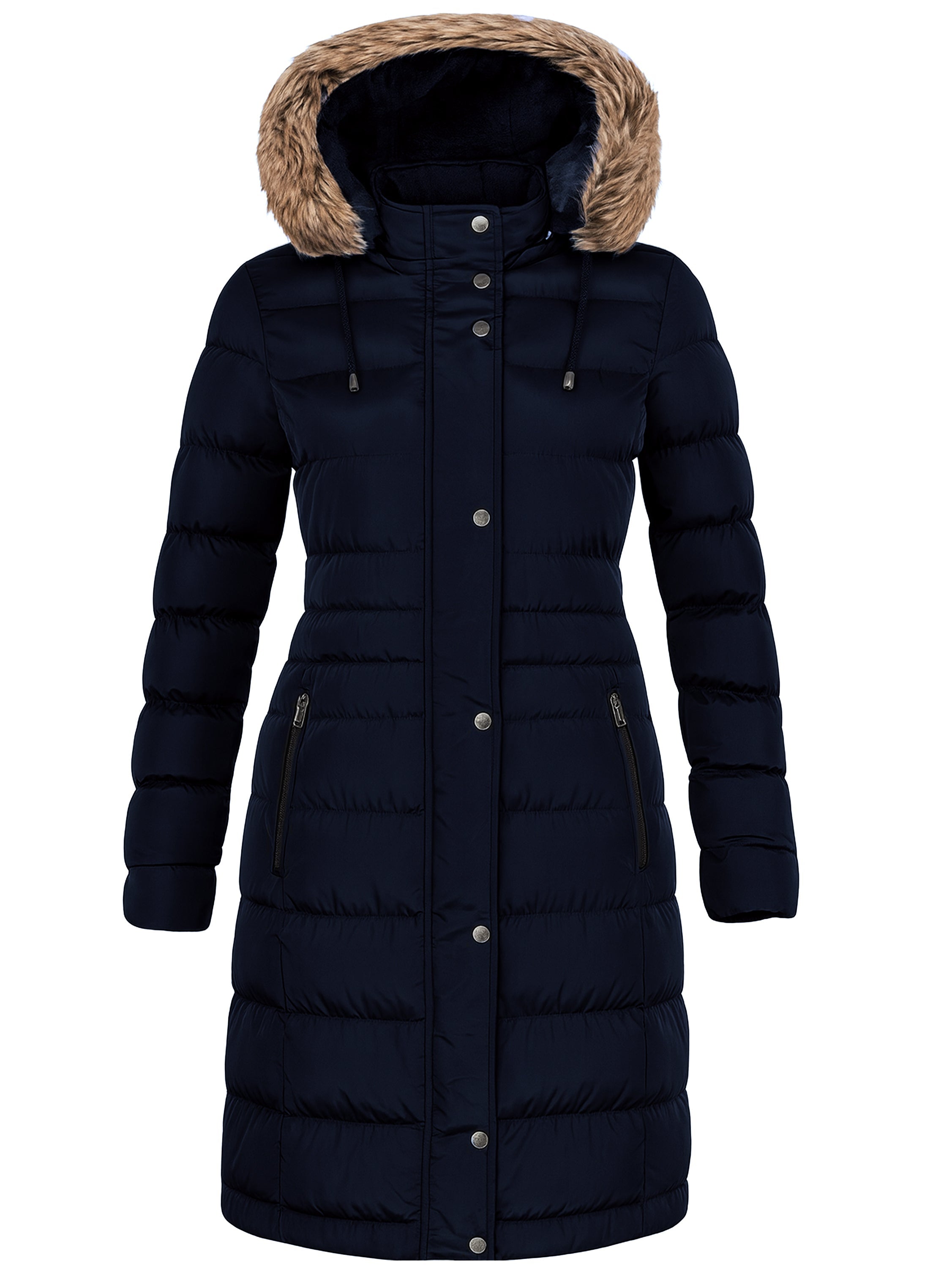Enzo | Womens Faux Fur Hooded Long Puffer Jacket