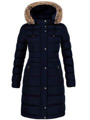 Enzo | Womens Faux Fur Hooded Long Puffer Jacket