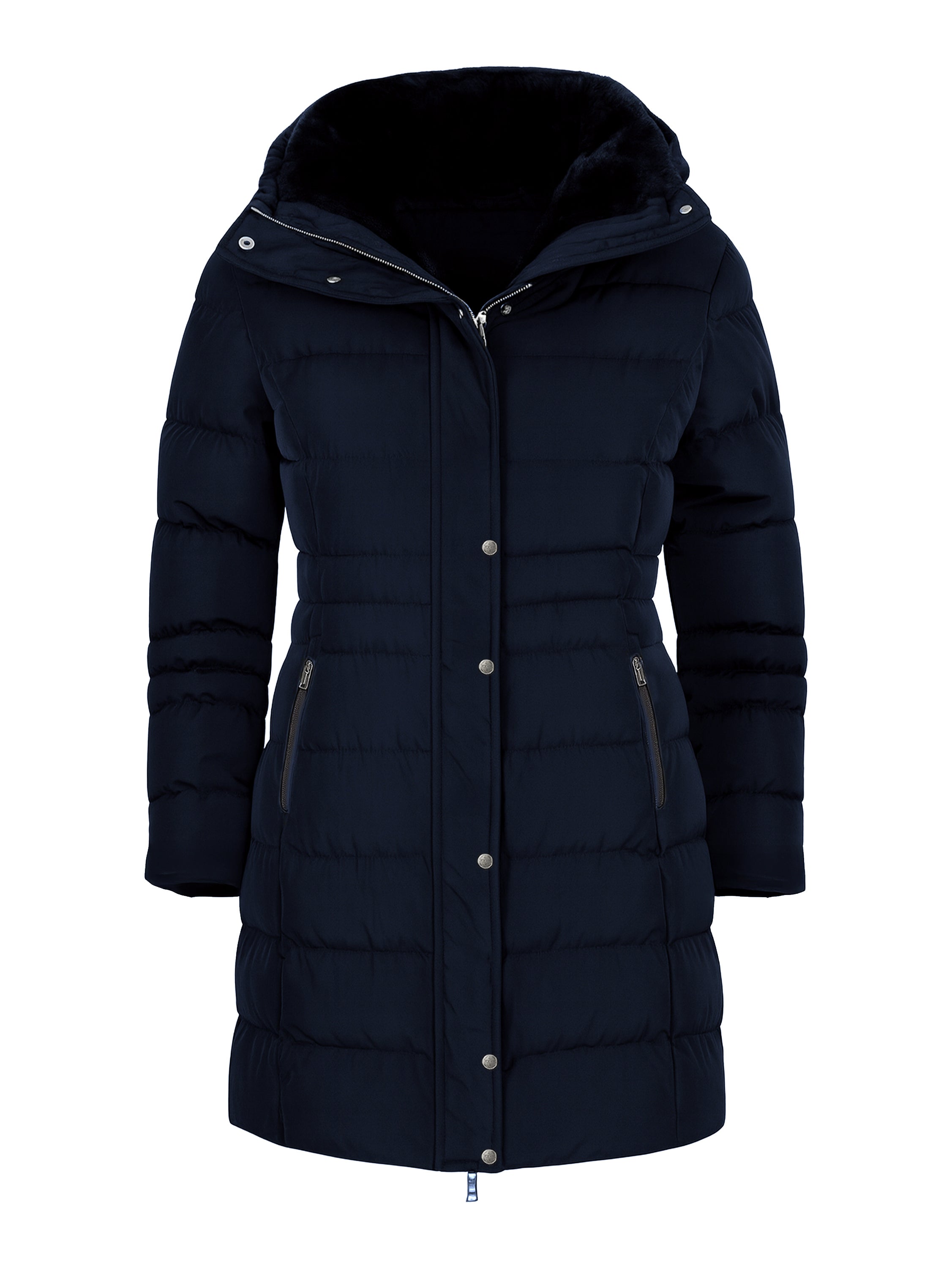 Enzo | Womens Faux Fur Hooded Long Puffer Jacket