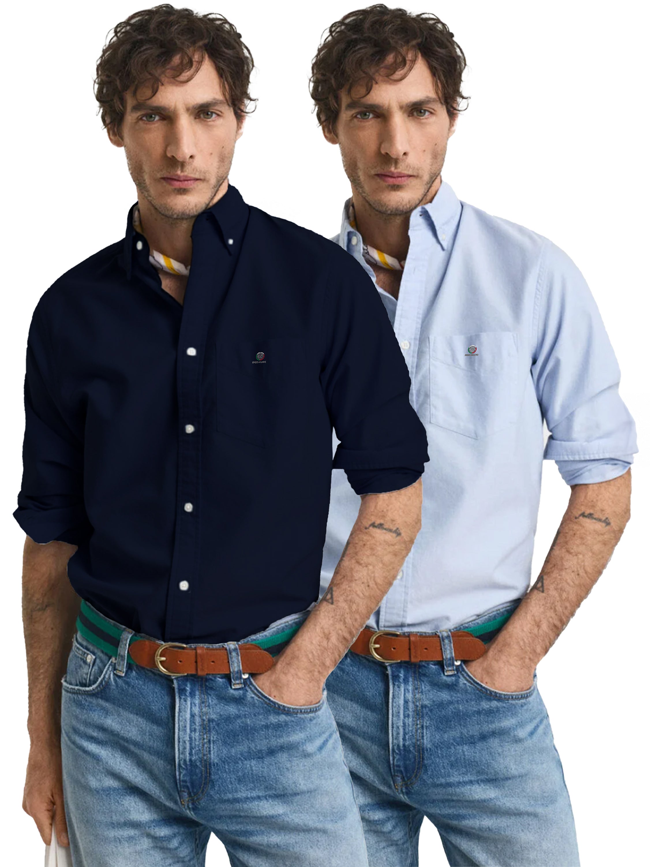 Enzo | Mens Regular Fit Oxford Shirt 2 Pack