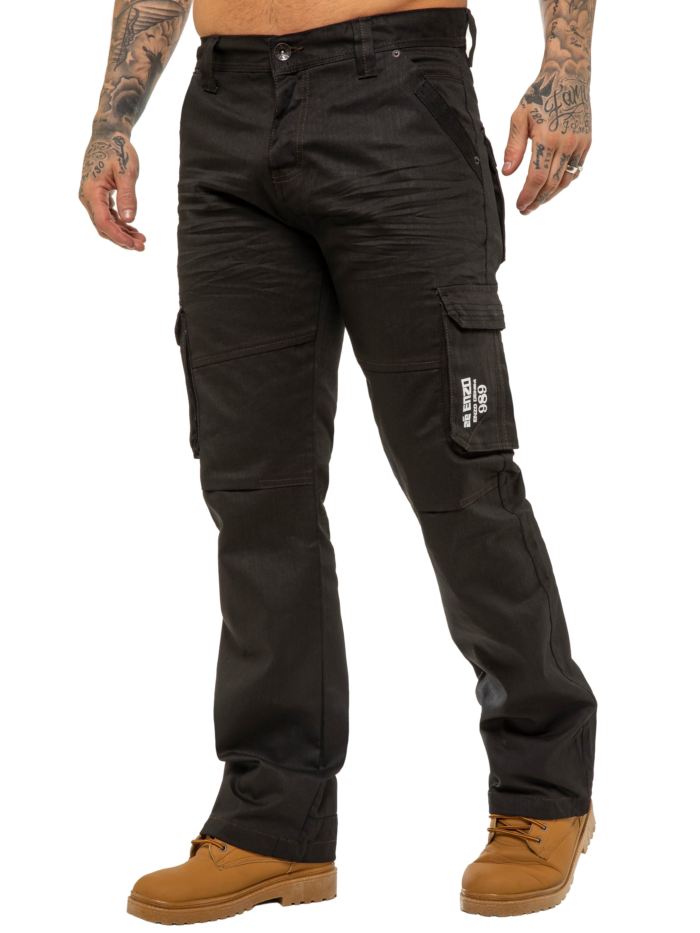 Enzo | Mens Combat Denim Jeans Designer Menswear