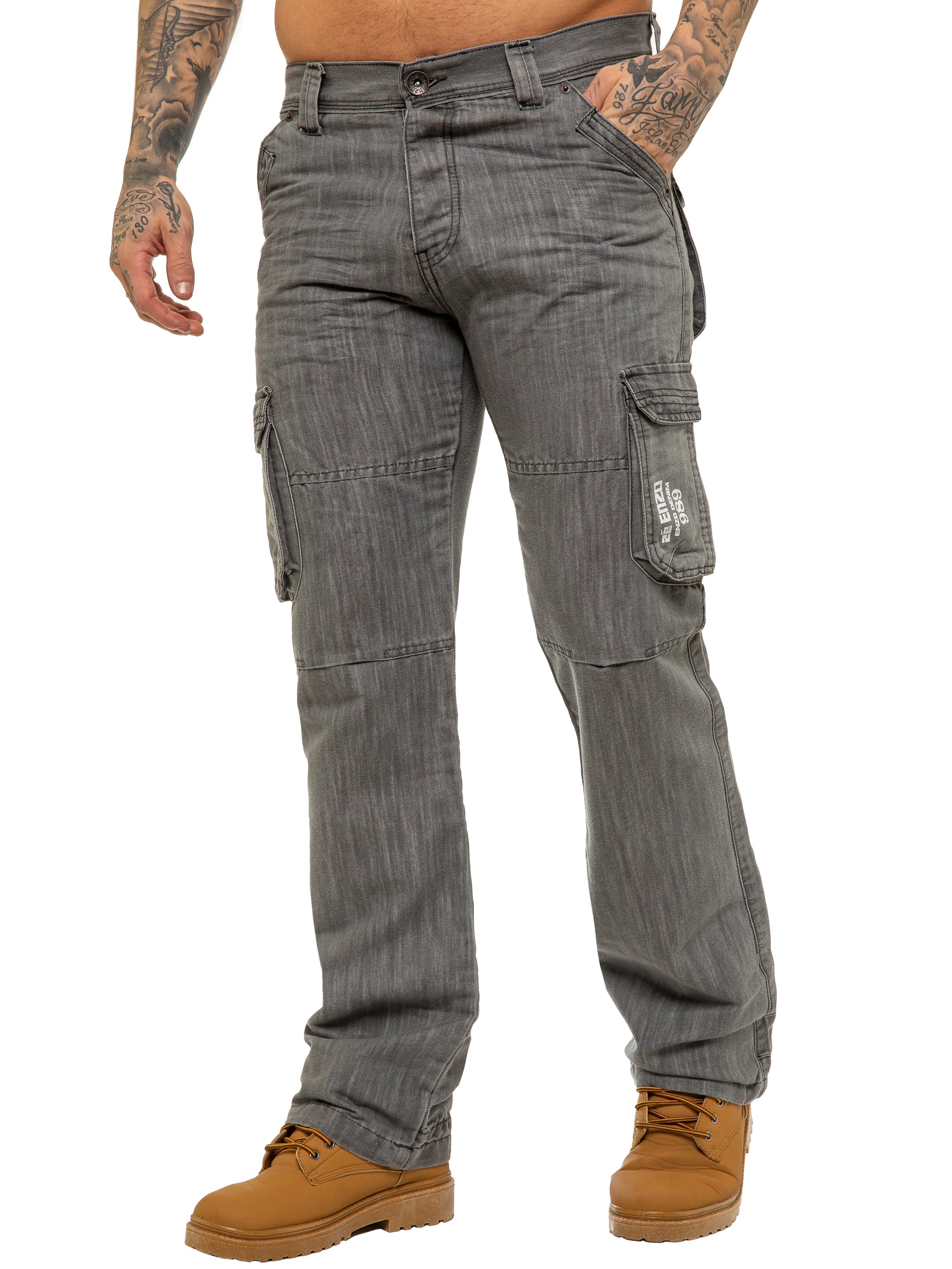 Enzo | Mens Combat Denim Jeans Designer Menswear