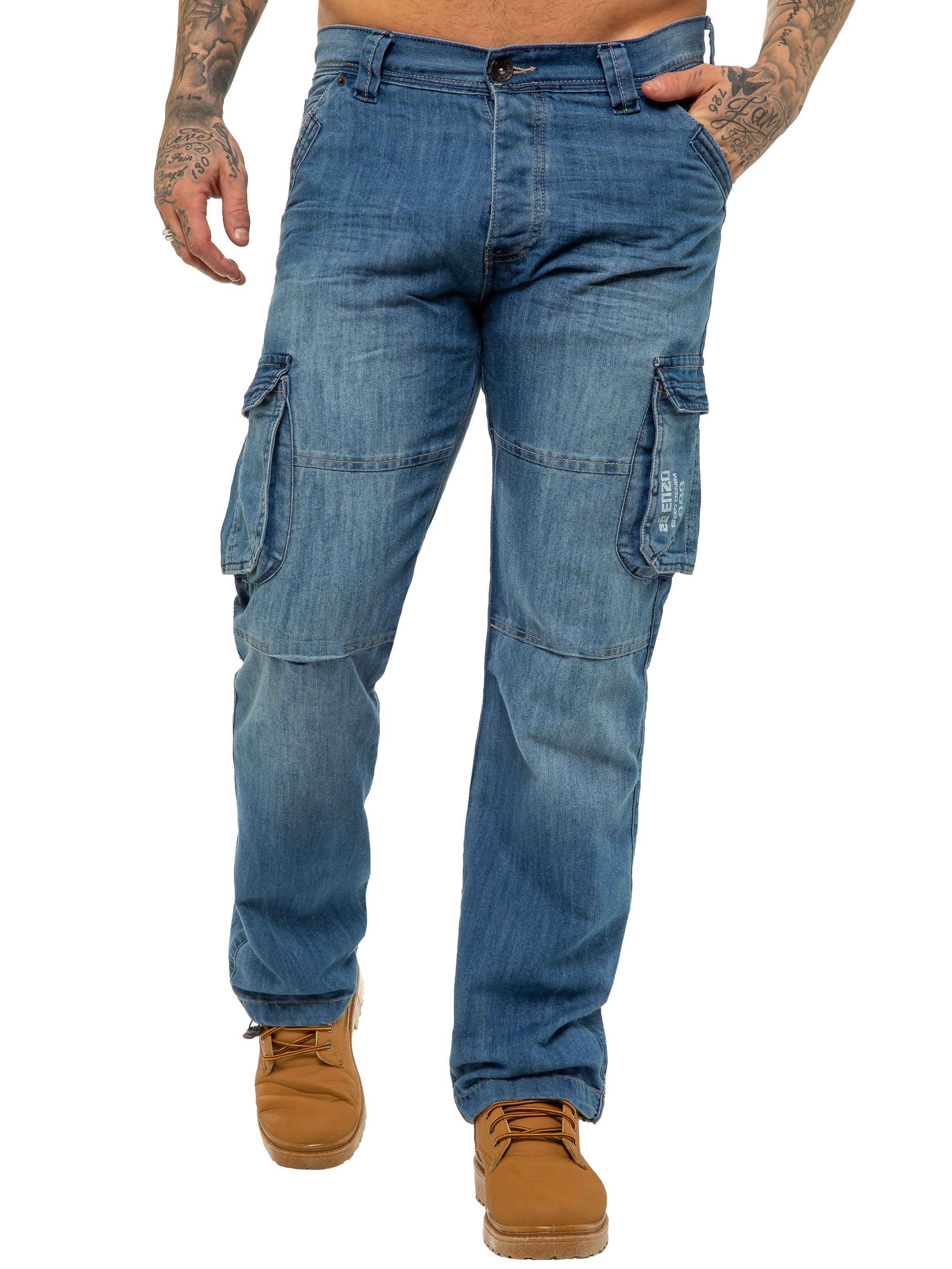 Enzo | Mens Combat Denim Jeans Designer Menswear