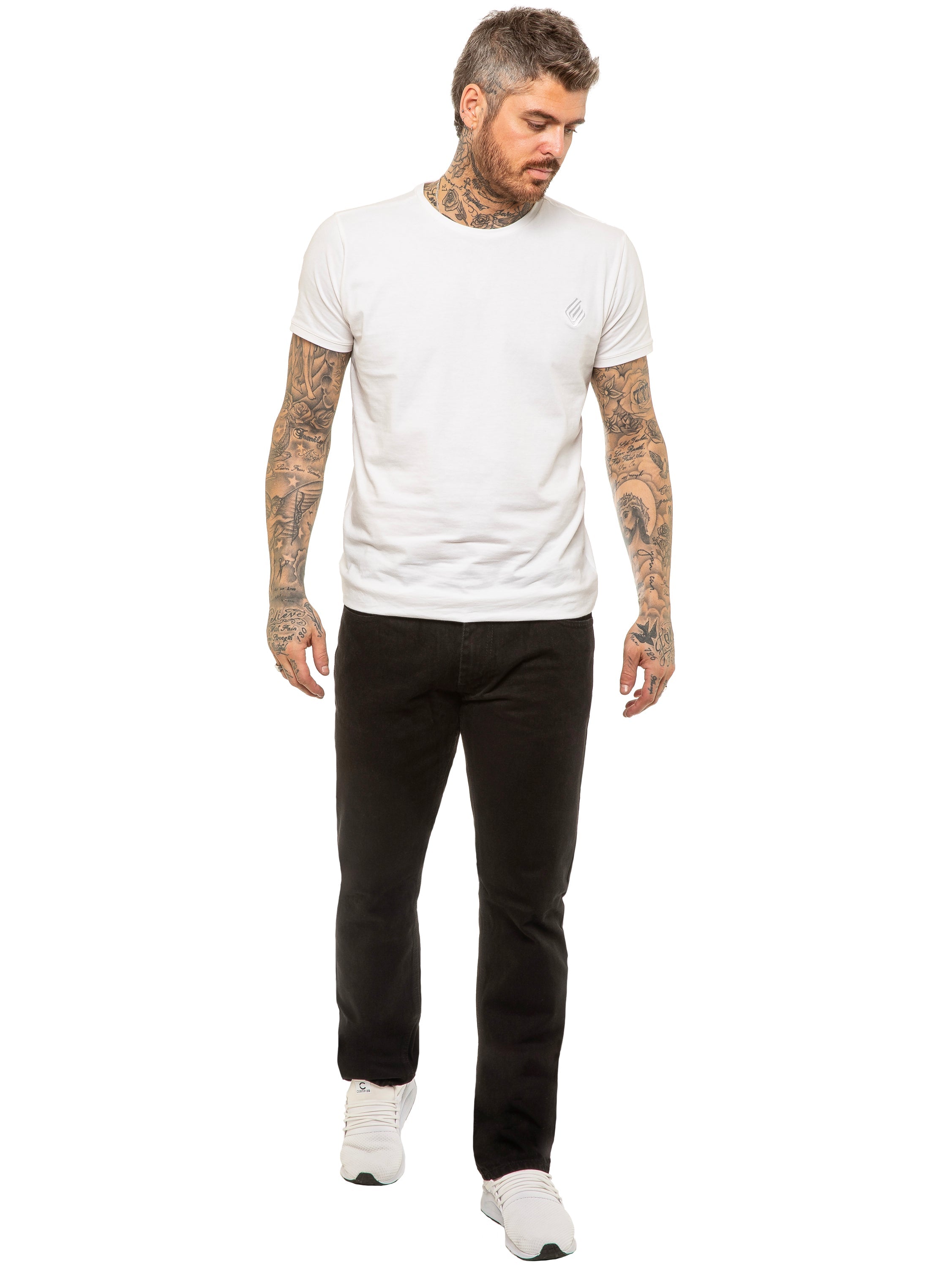 Enzo | Mens Designer Regular Straight Fit Denim Jeans Designer Menswear