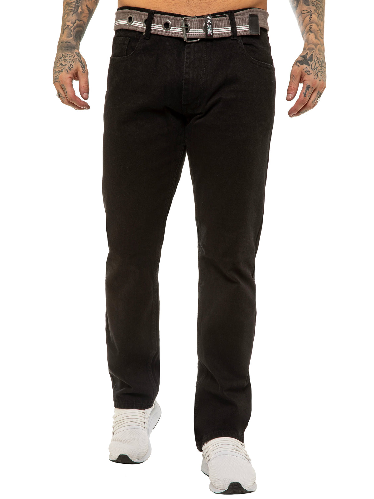 Enzo | Mens Designer Regular Straight Fit Denim Jeans Designer Menswear