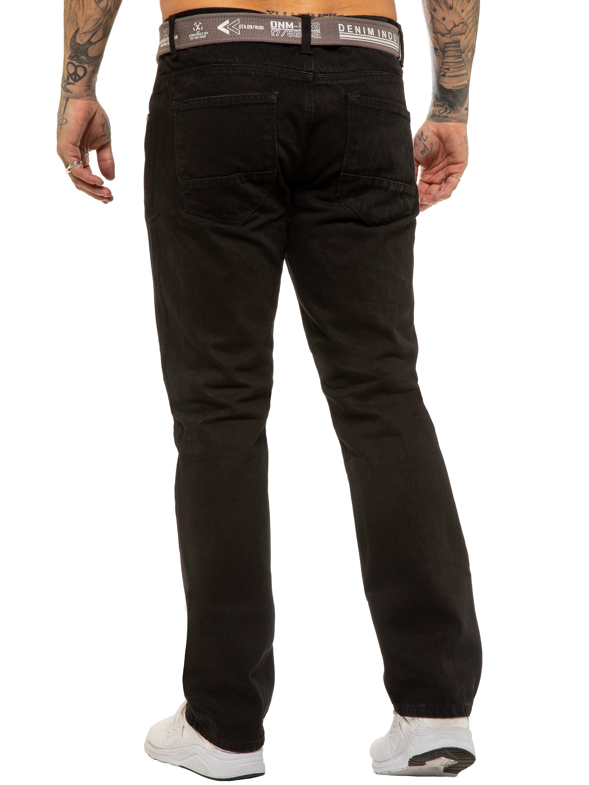 Enzo | Mens Designer Regular Straight Fit Denim Jeans Designer Menswear