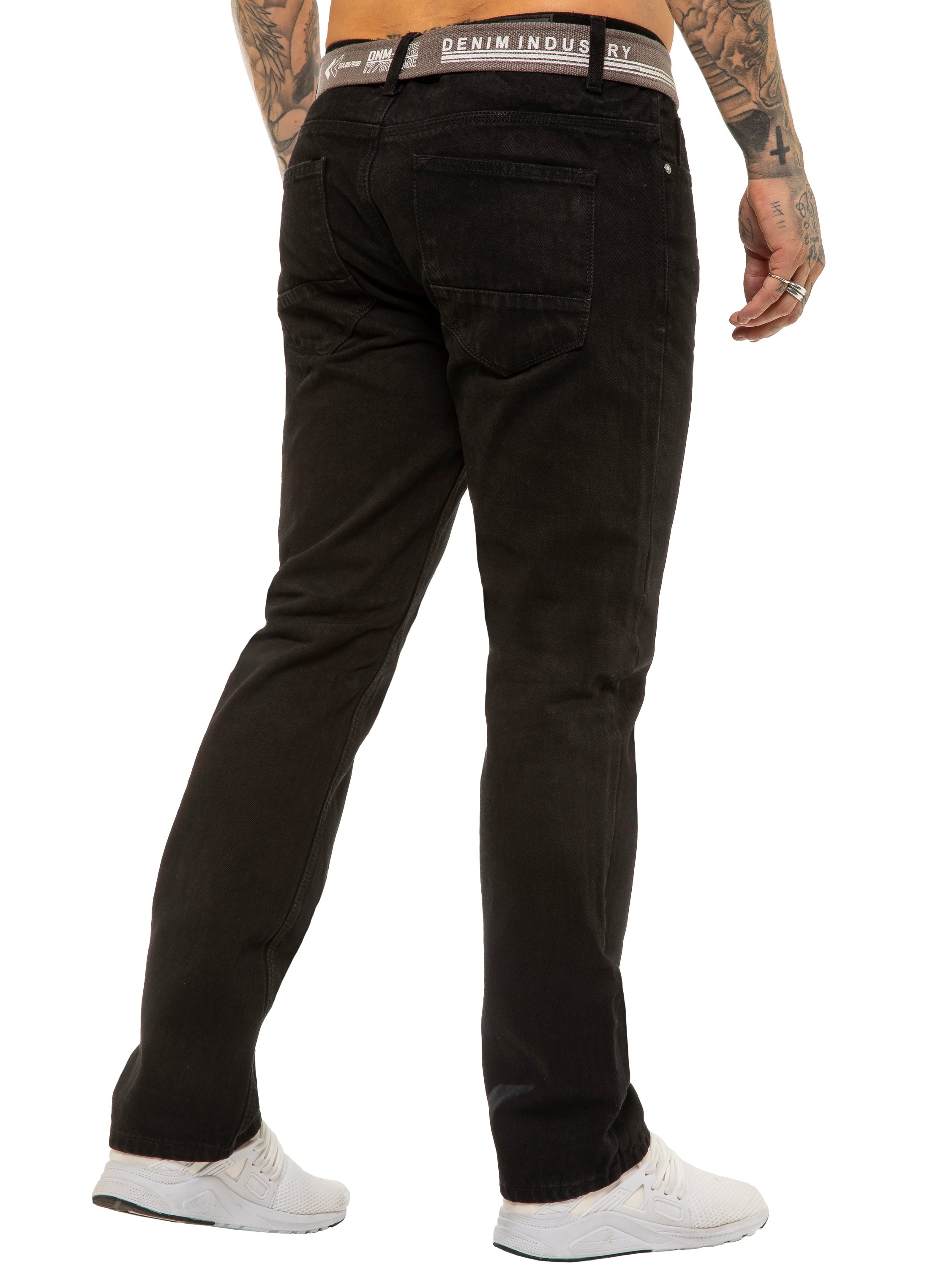 Enzo | Mens Designer Regular Straight Fit Denim Jeans Designer Menswear