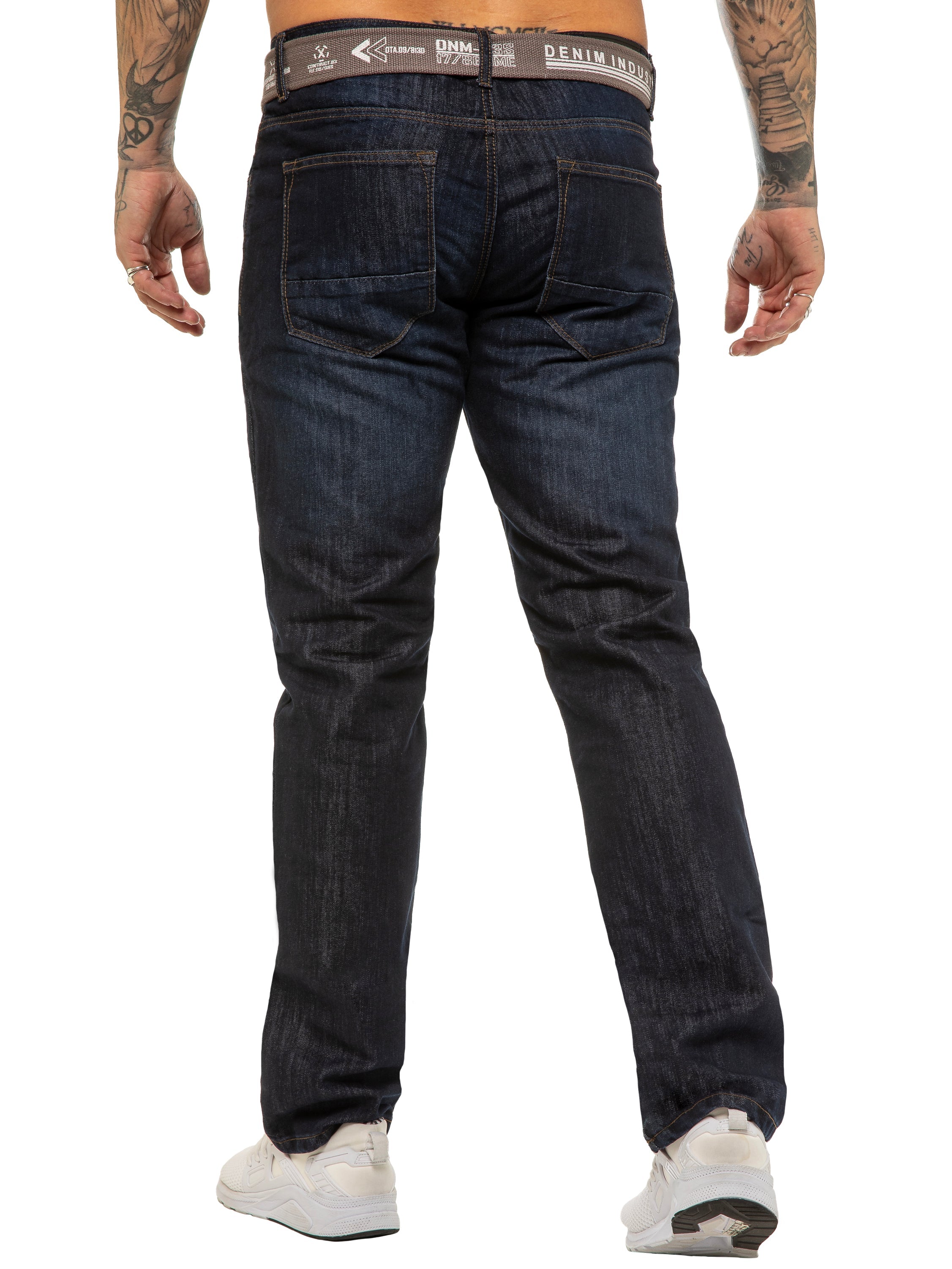 Enzo | Mens Designer Regular Straight Fit Denim Jeans Designer Menswear