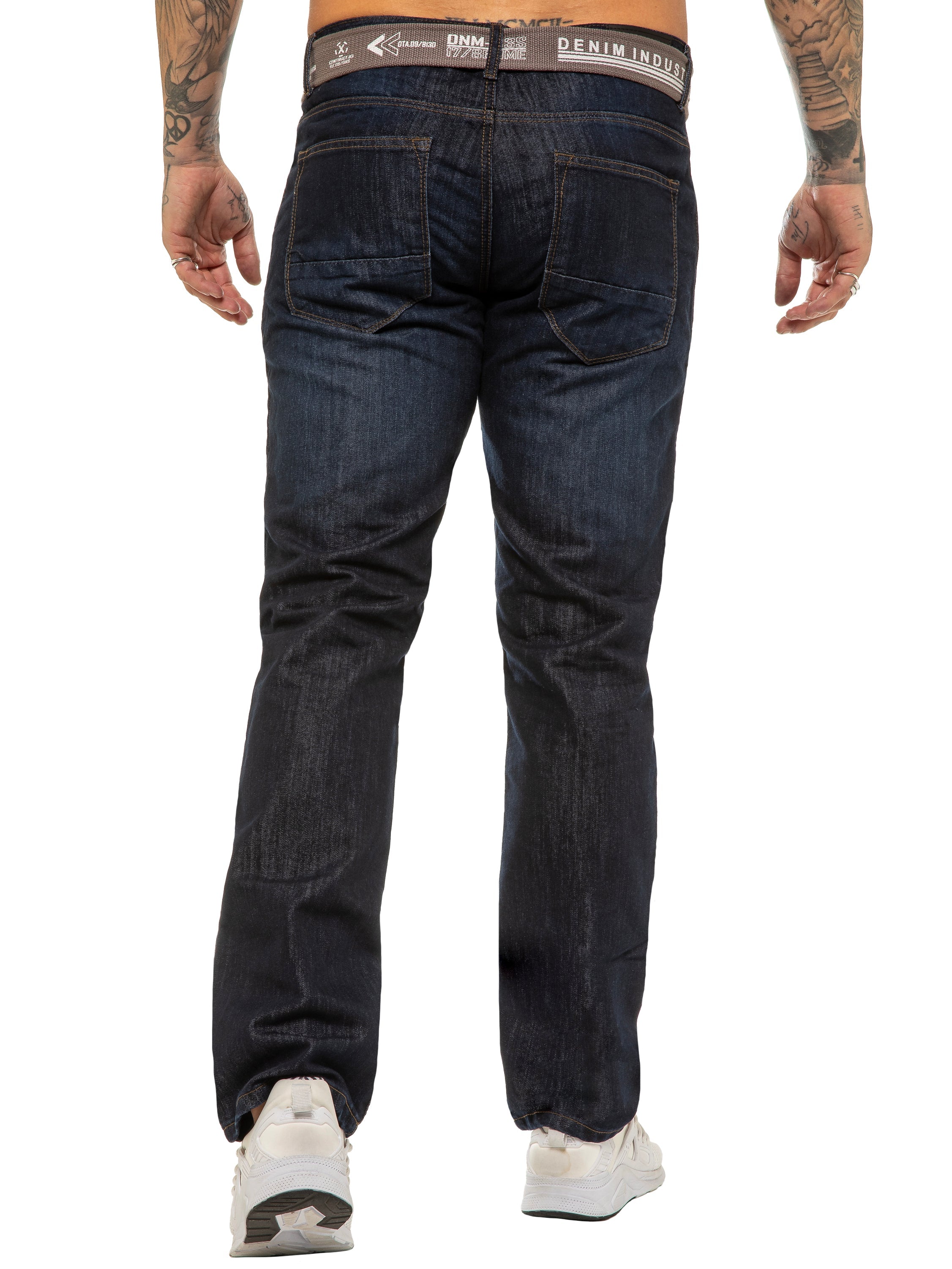 Enzo | Mens Designer Regular Straight Fit Denim Jeans Designer Menswear