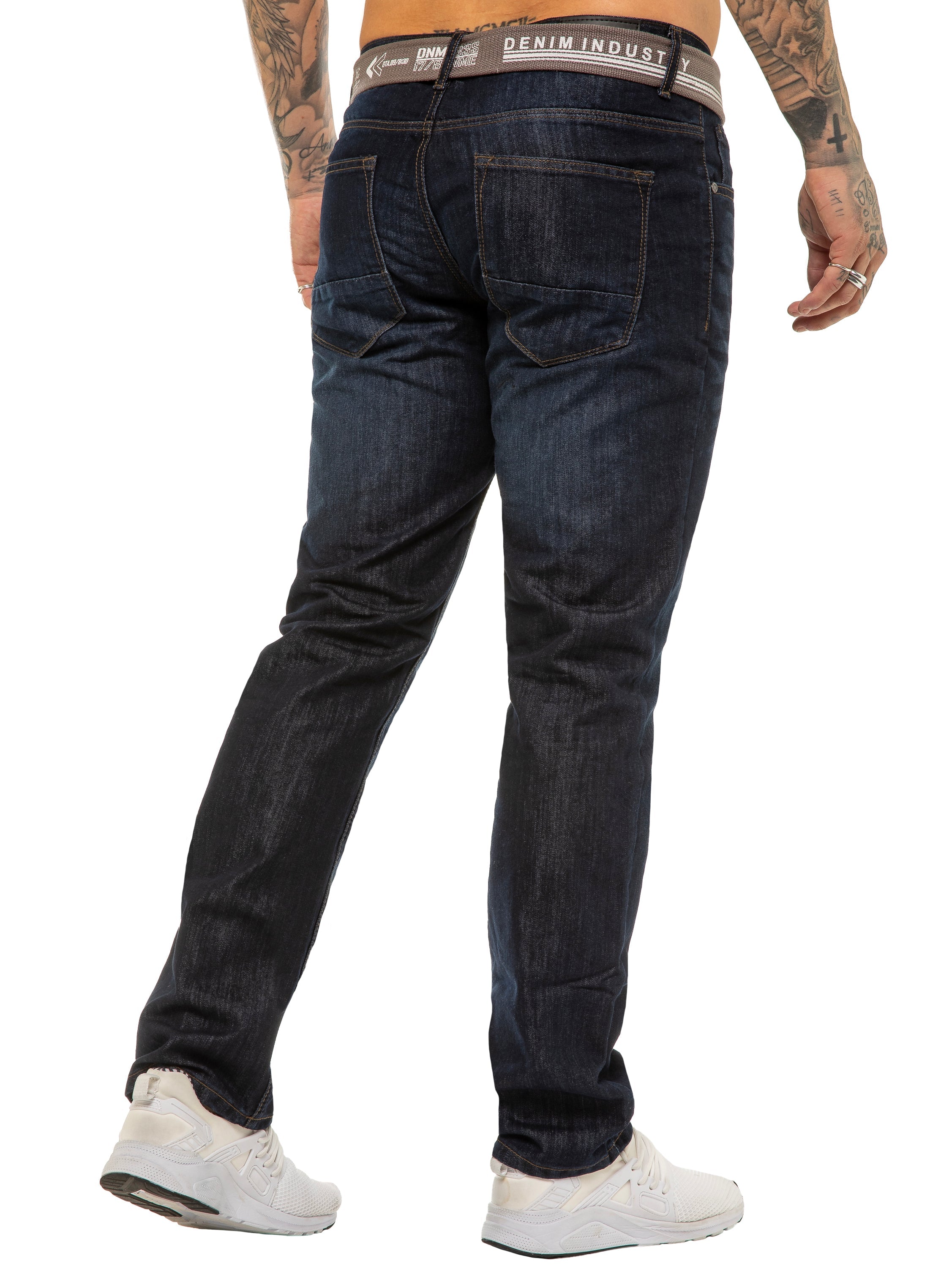 Enzo | Mens Designer Regular Straight Fit Denim Jeans Designer Menswear