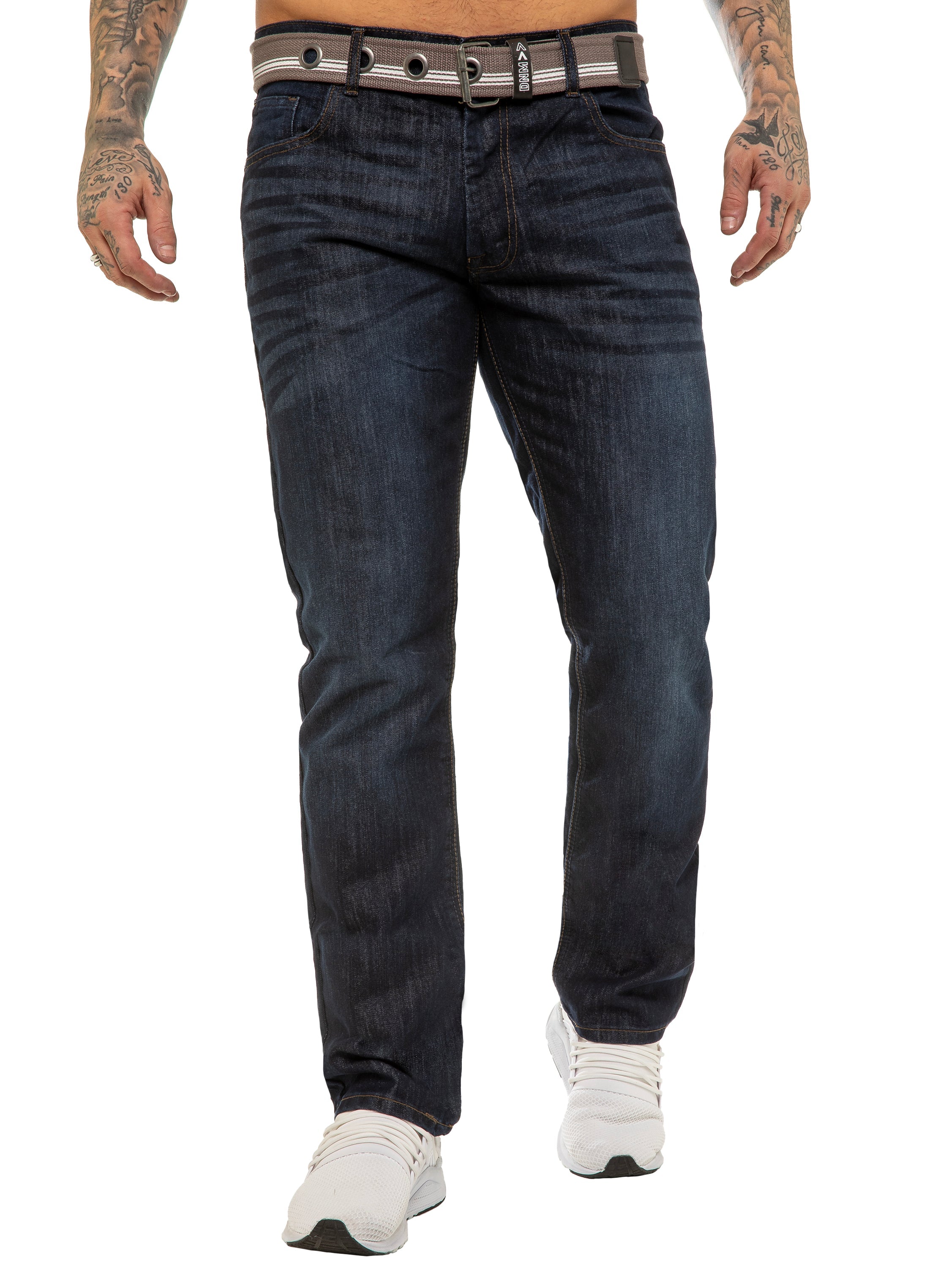 Enzo | Mens Designer Regular Straight Fit Denim Jeans Designer Menswear