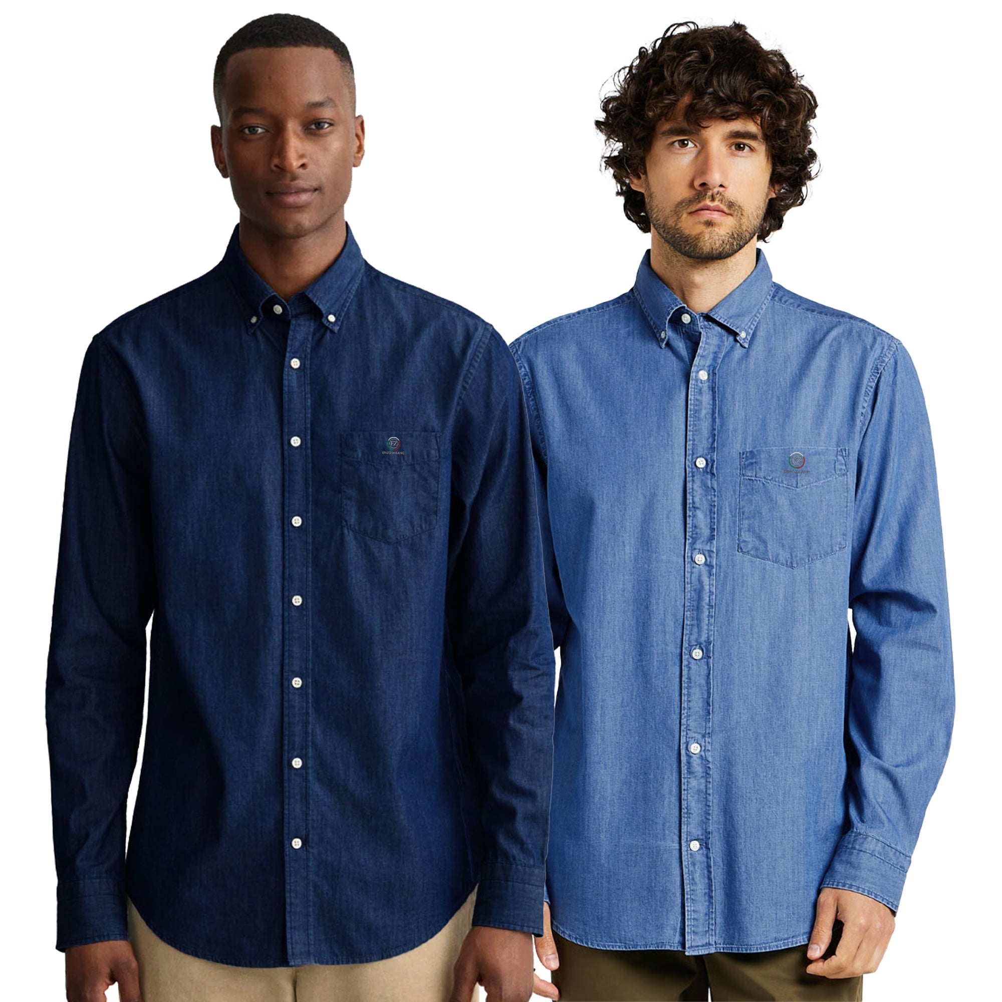 Enzo | Mens Regular Fit Denim Shirt 2 Pack