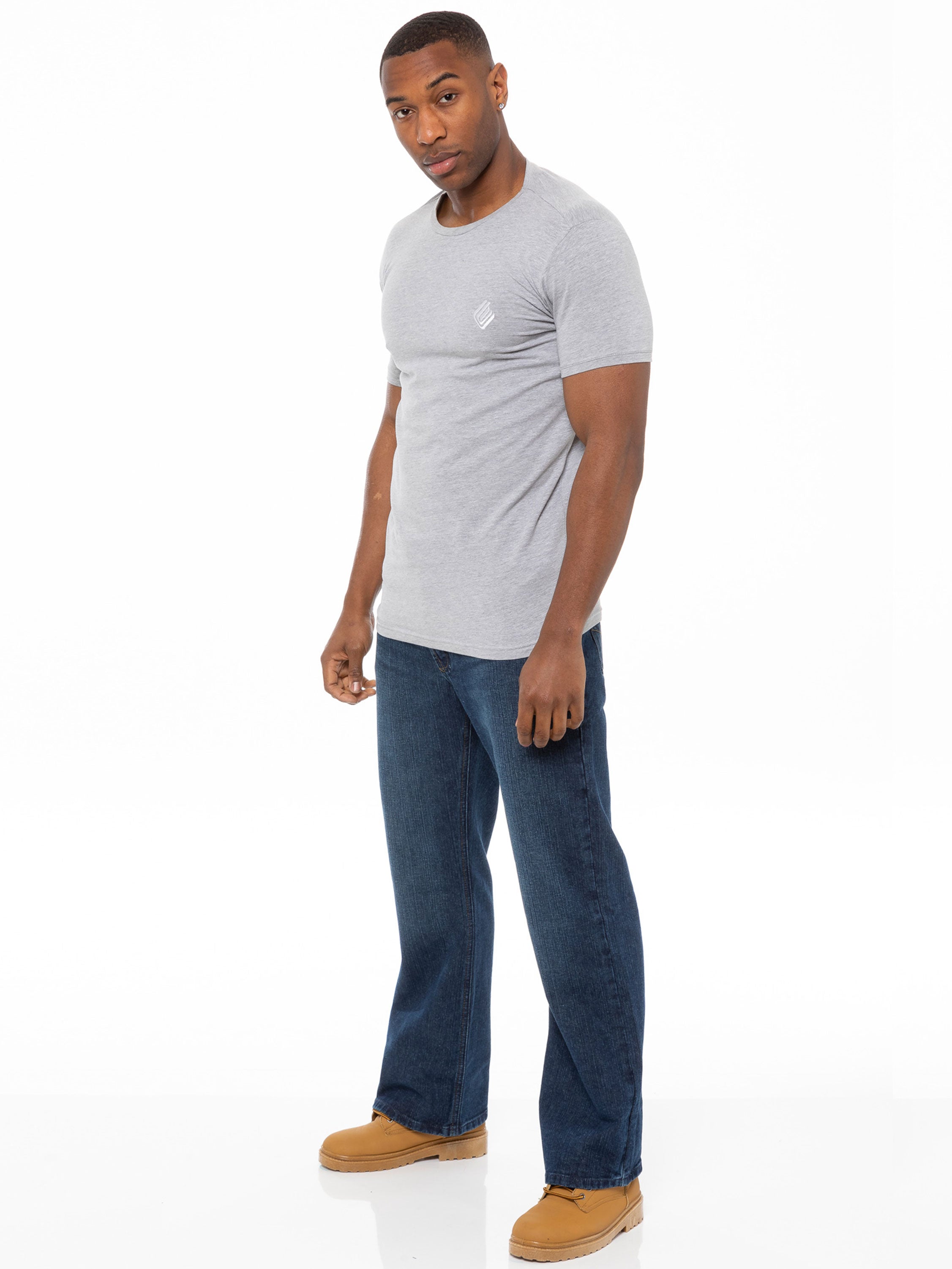 Men's FBM Boot Cut Denim Jeans with Branded Canvas Belt