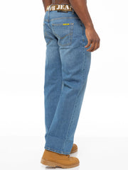Men's FBM Boot Cut Denim Jeans with Branded Canvas Belt