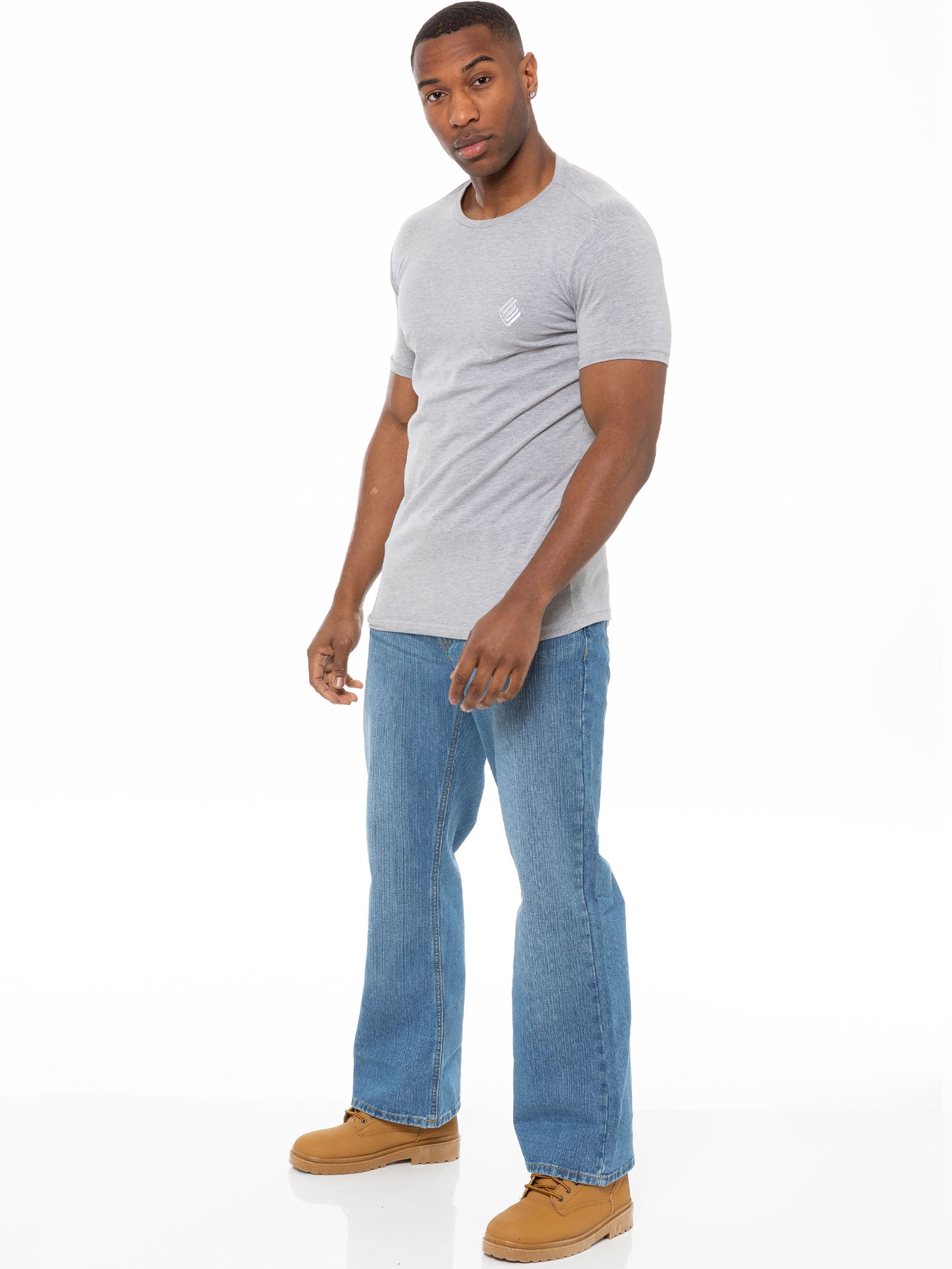 Men's FBM Boot Cut Denim Jeans with Branded Canvas Belt