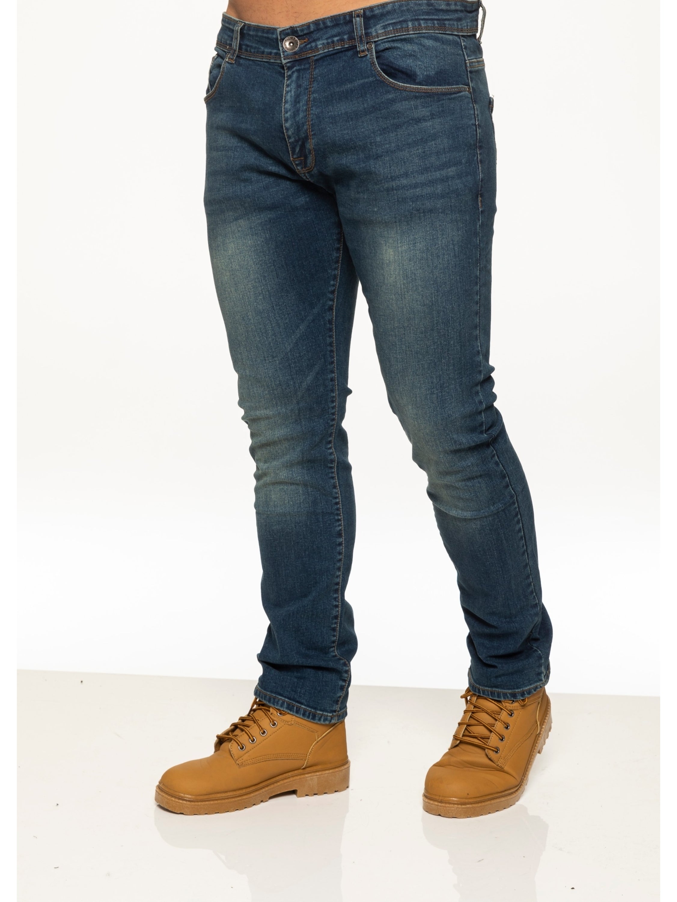 Mens Skinny Stretch Stonewash Denim Jeans | Enzo Designer Menswear