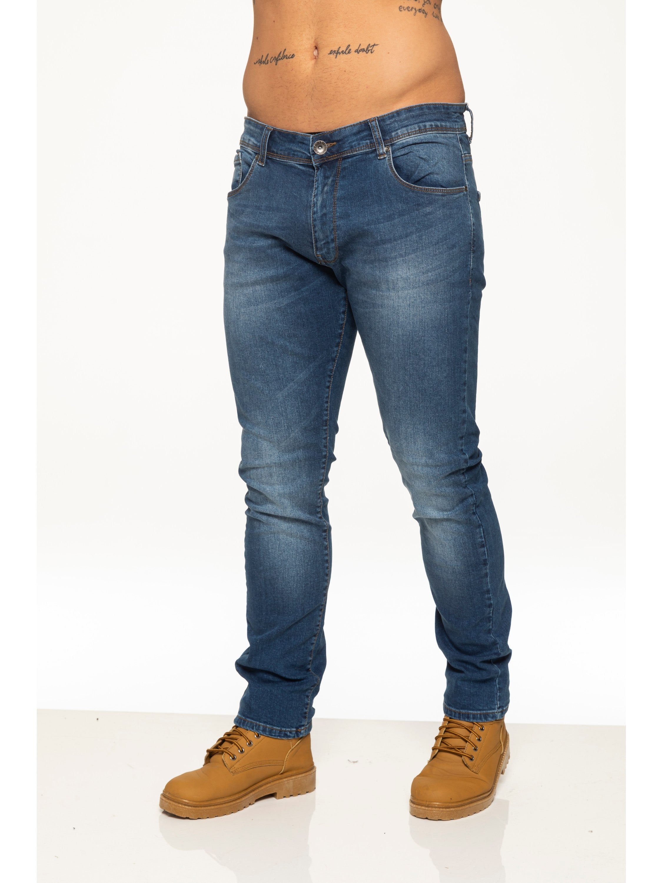 Mens Skinny Stretch Stonewash Denim Jeans | Enzo Designer Menswear