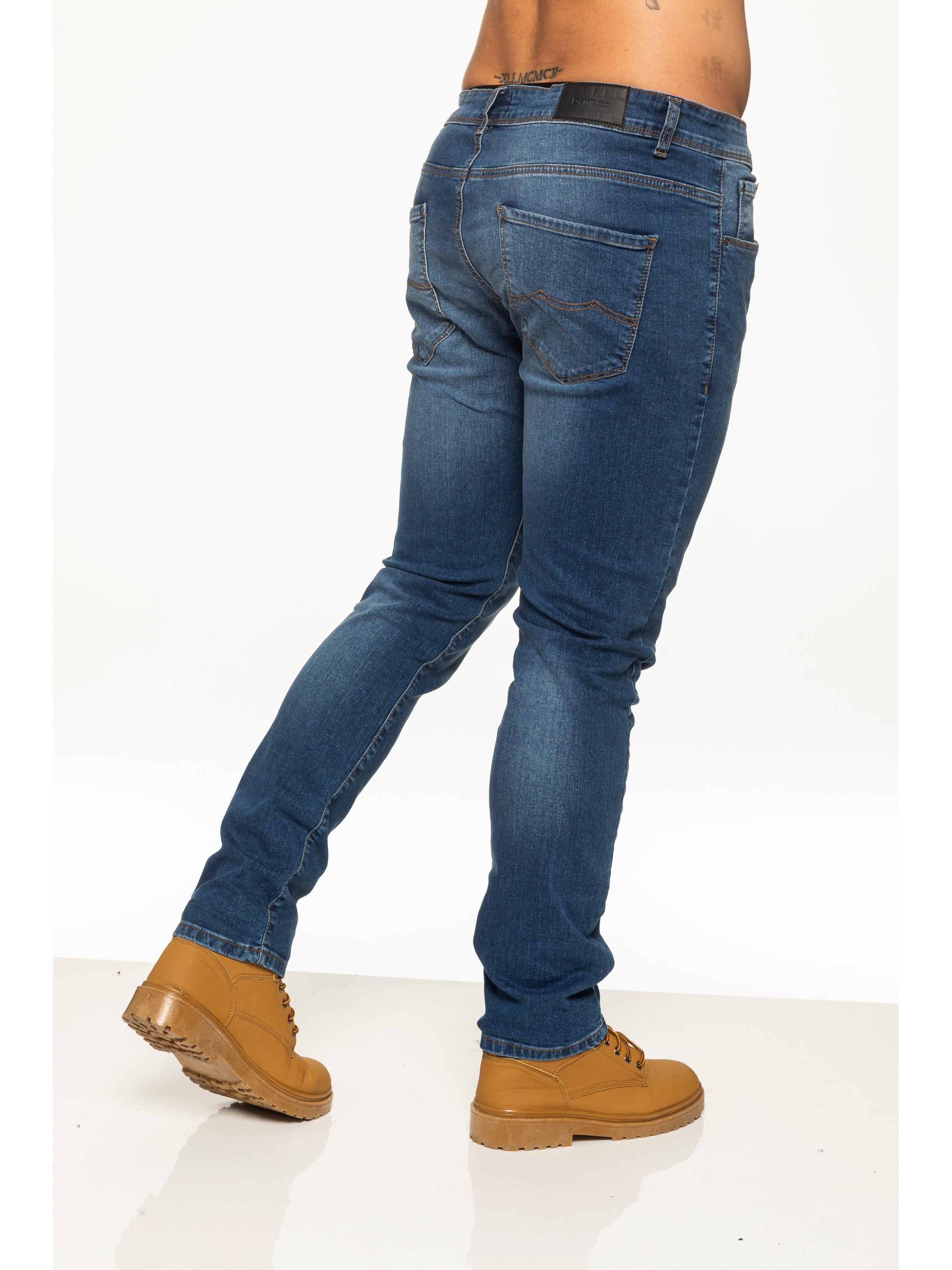 Mens Skinny Stretch Stonewash Denim Jeans | Enzo Designer Menswear