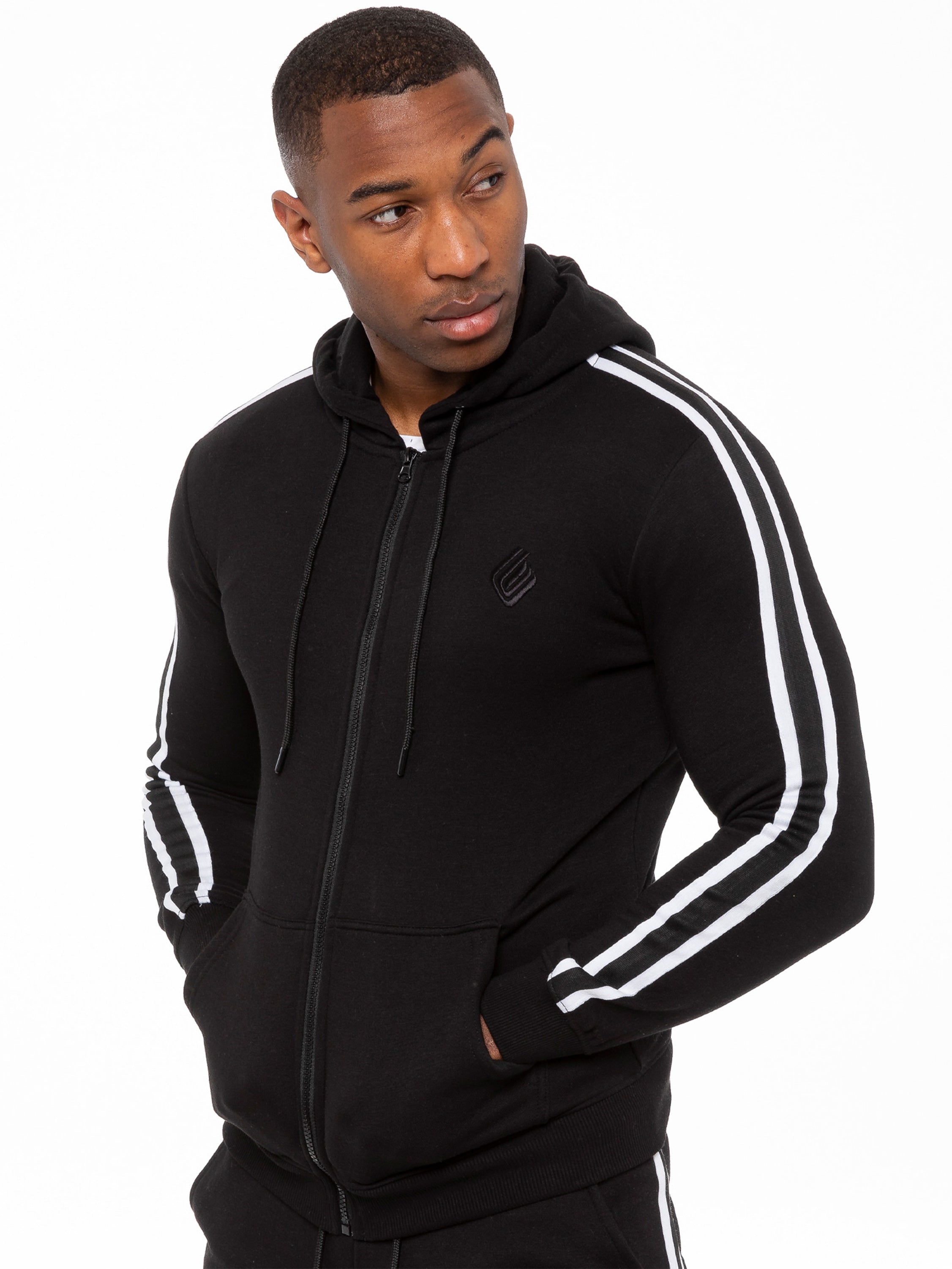 Enzo | Mens Full Zip Up Hoodie Tape Tracksuit Set