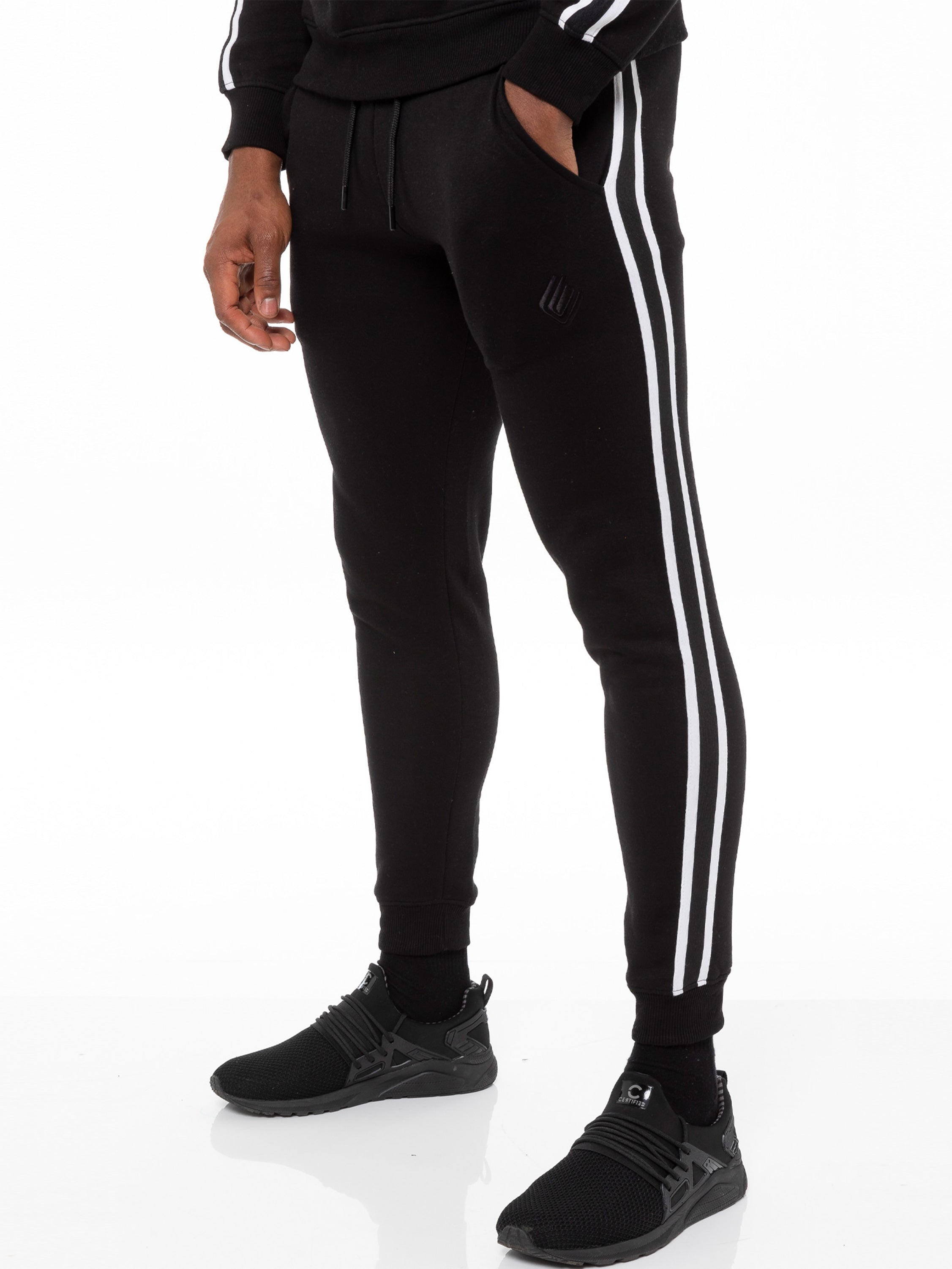 Enzo | Mens Full Zip Up Hoodie Tape Tracksuit Set