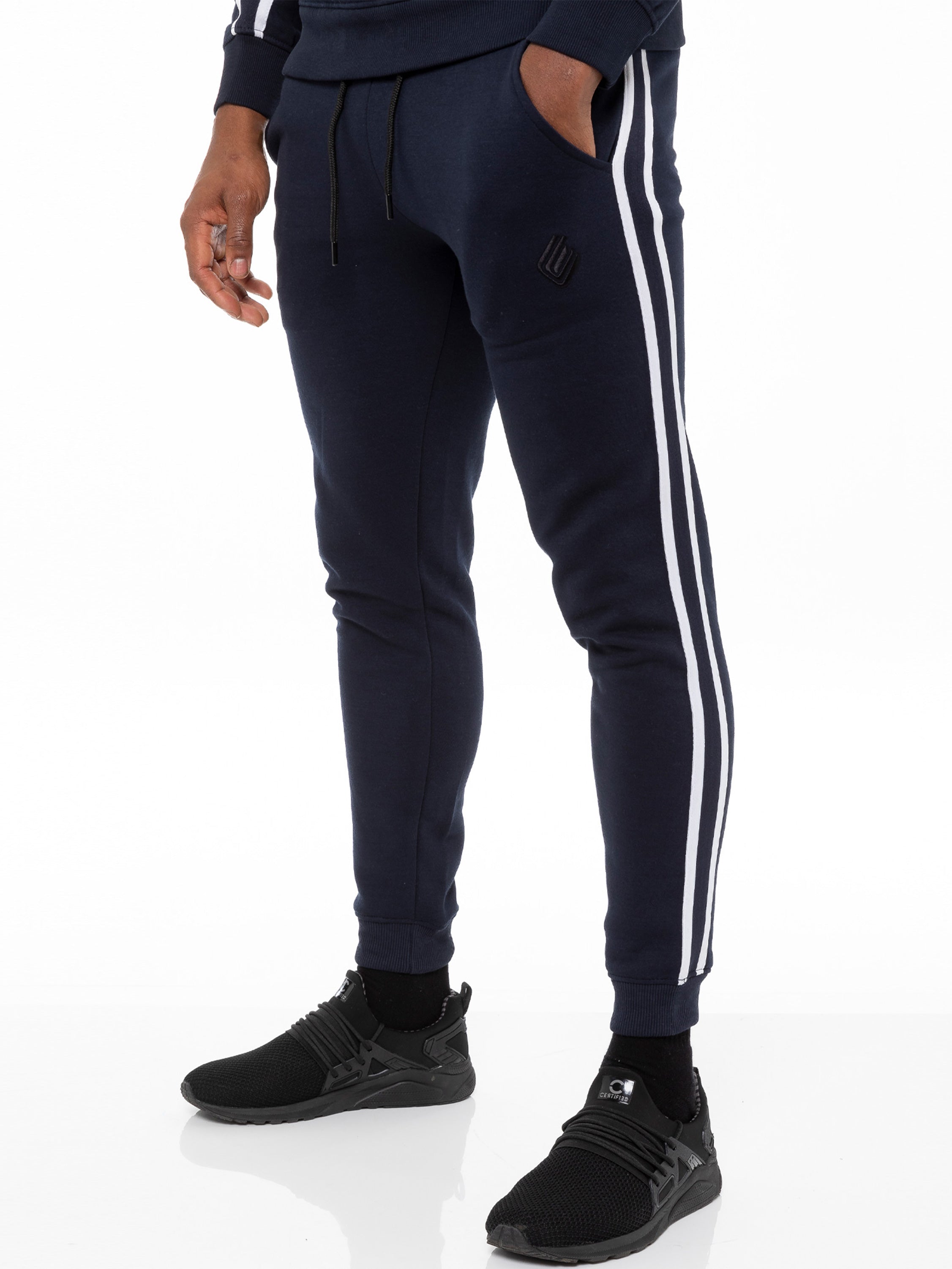 Enzo | Mens Full Zip Up Hoodie Tape Tracksuit Set
