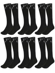Ladies Girls Knee High Socks 6 Pack