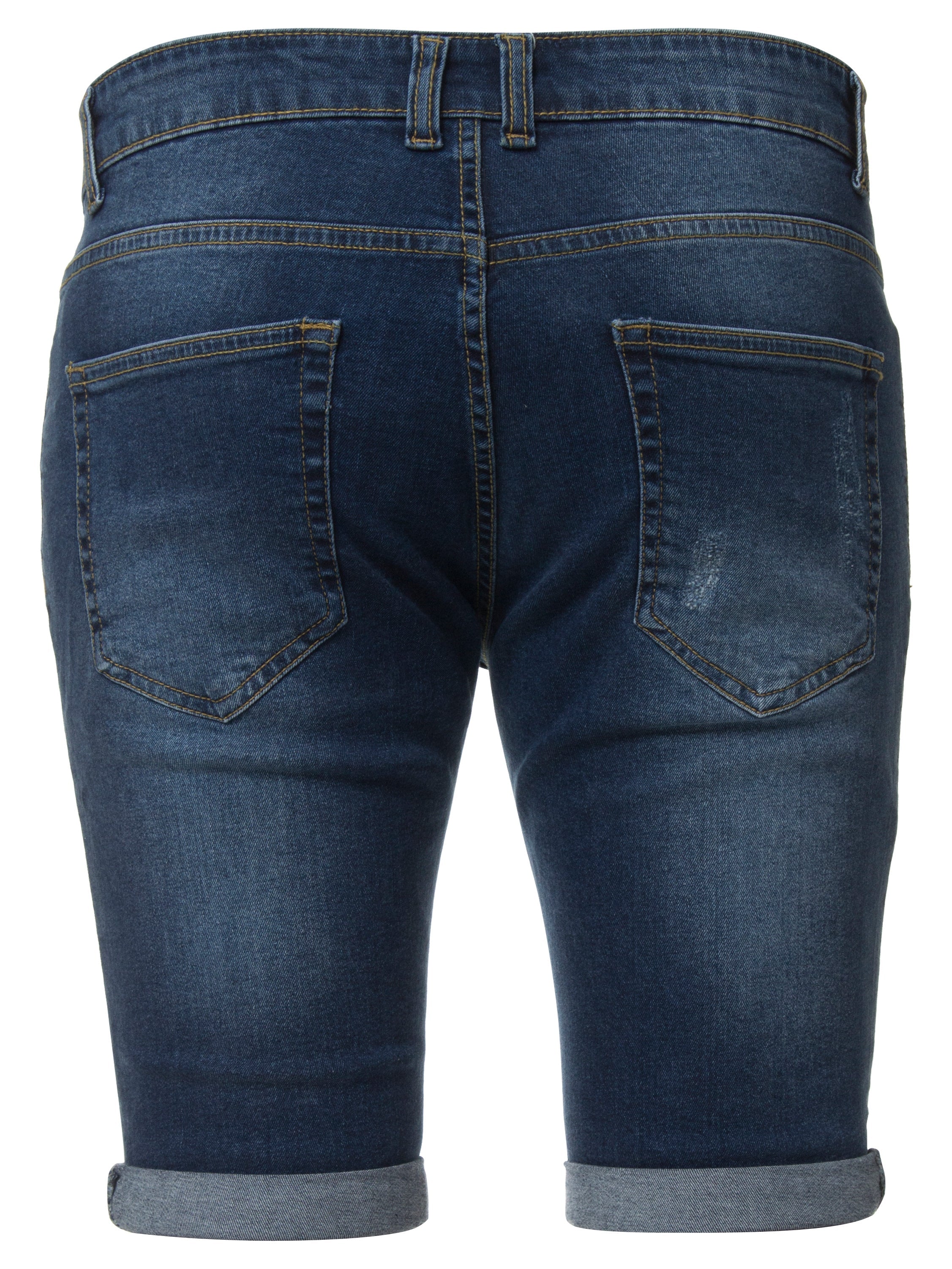 Mens Denim Skinny Fit Distressed Shorts | Enzo Designer Menswear