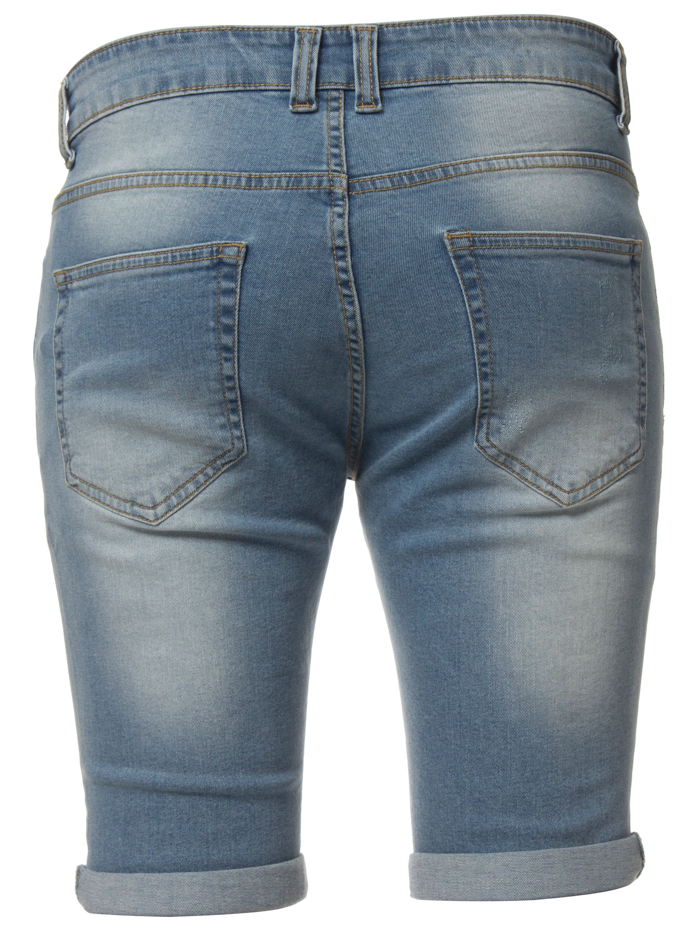 Mens Denim Skinny Fit Distressed Shorts | Enzo Designer Menswear
