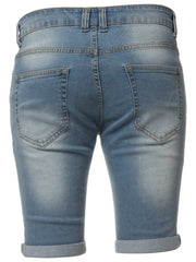 Mens Denim Skinny Fit Distressed Shorts | Enzo Designer Menswear