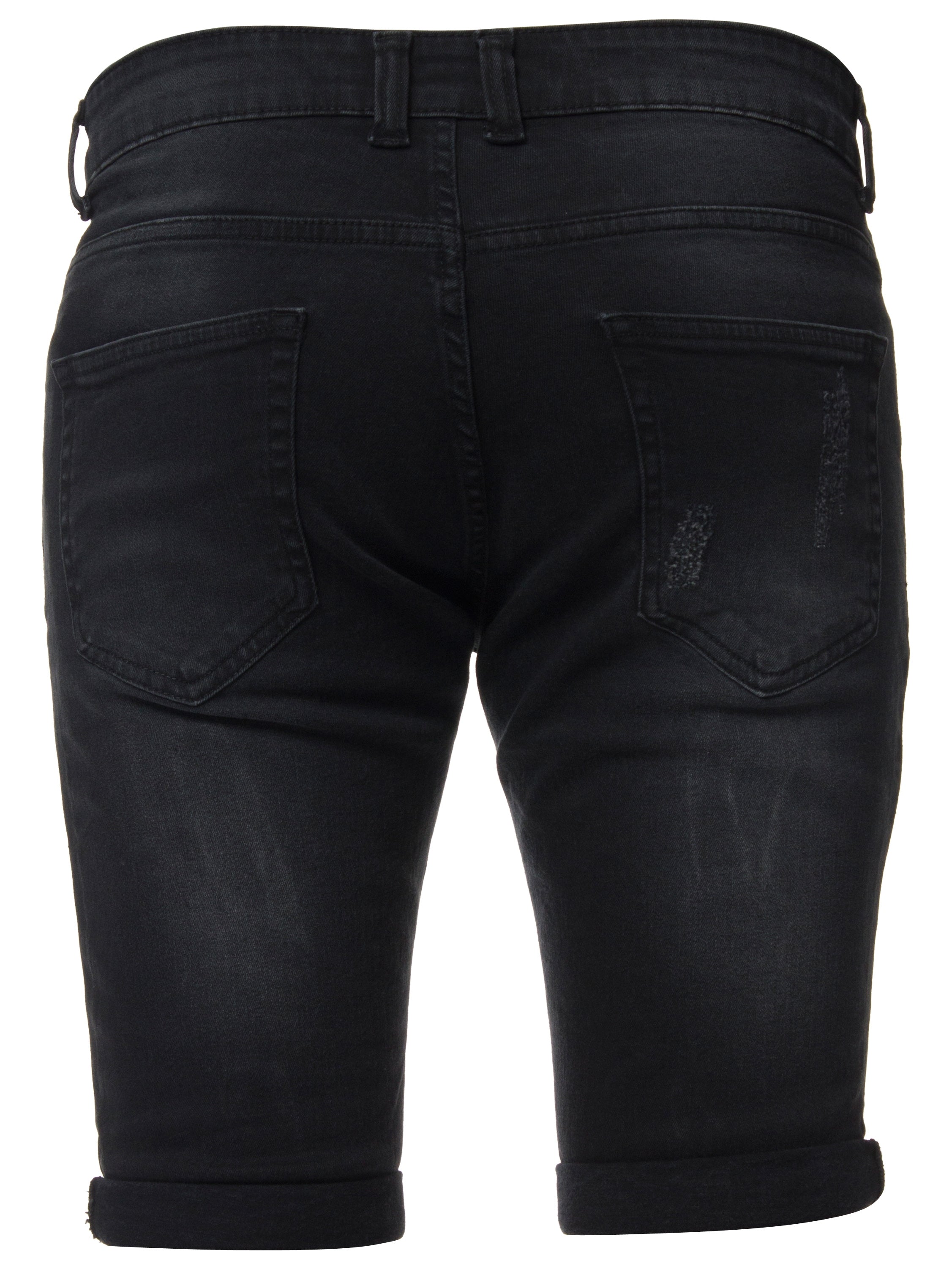 Mens Denim Skinny Fit Distressed Shorts | Enzo Designer Menswear