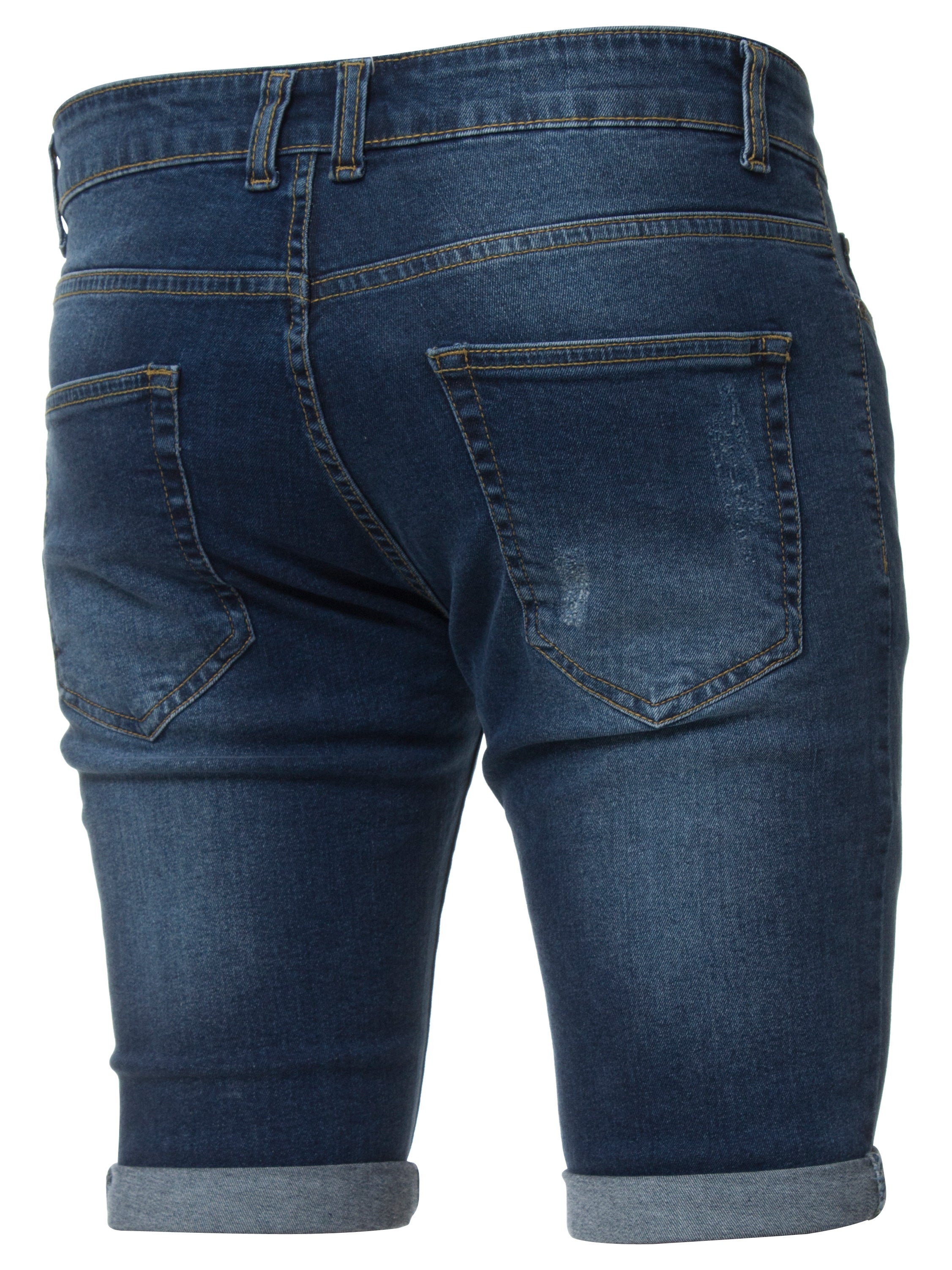 Mens Denim Skinny Fit Distressed Shorts | Enzo Designer Menswear