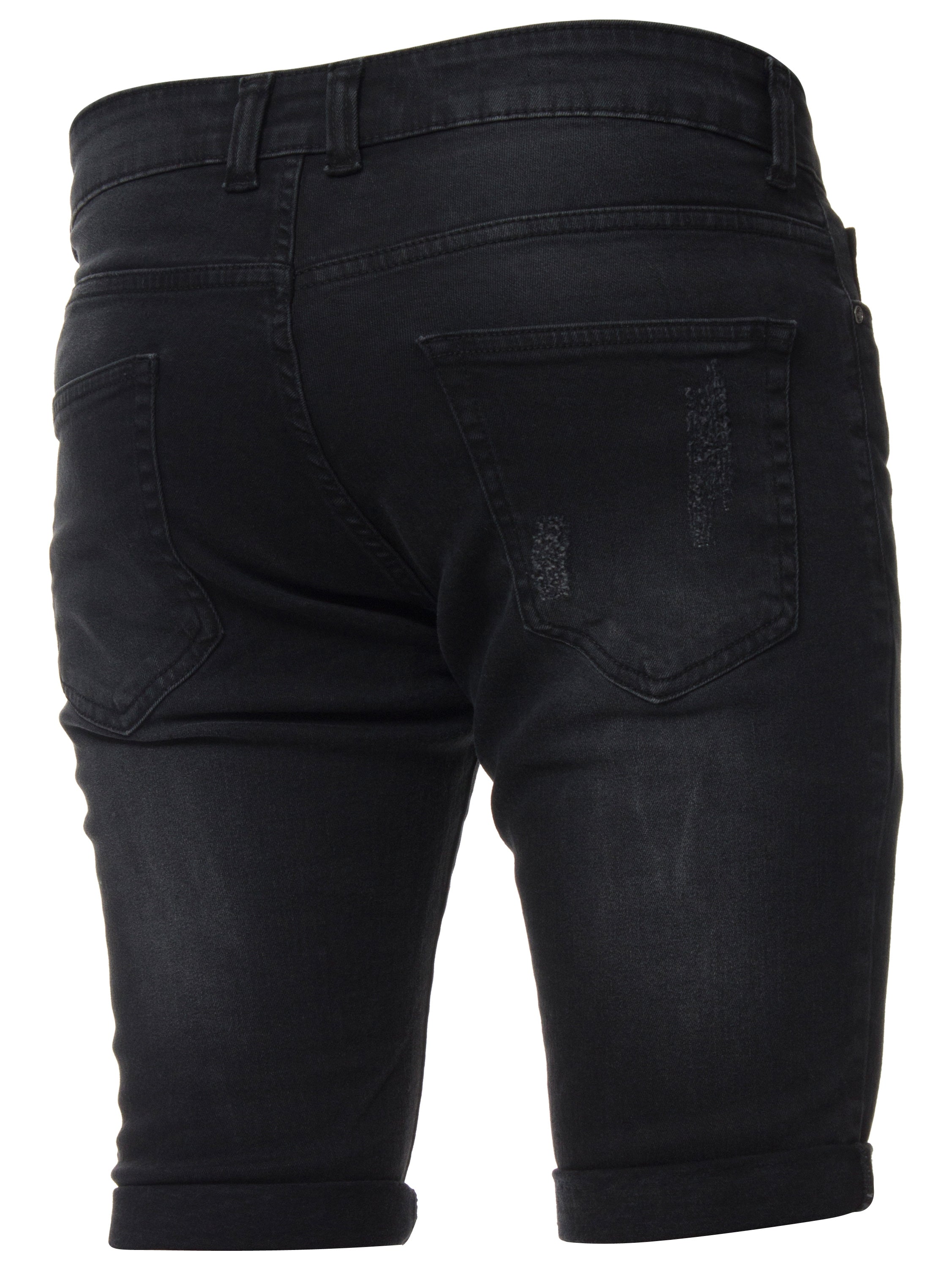 Mens Denim Skinny Fit Distressed Shorts | Enzo Designer Menswear