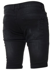 Mens Denim Skinny Fit Distressed Shorts | Enzo Designer Menswear