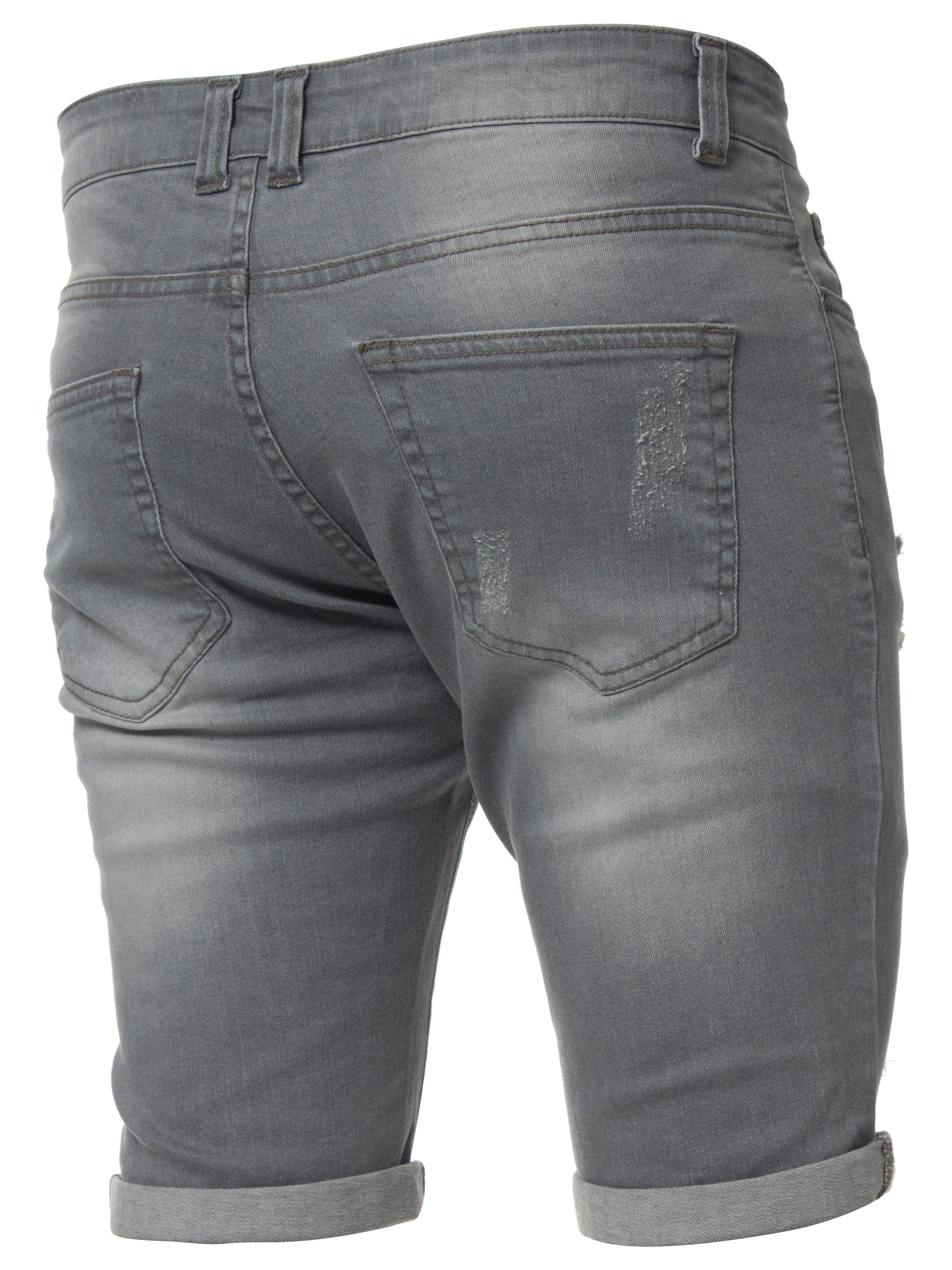 Mens Denim Skinny Fit Distressed Shorts | Enzo Designer Menswear