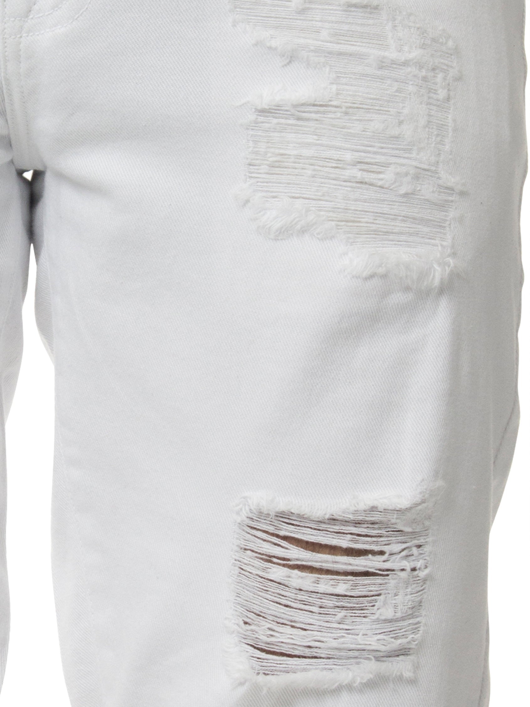 Mens Denim Skinny Fit Distressed Shorts | Enzo Designer Menswear