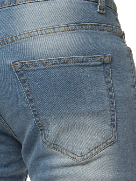 Mens Denim Skinny Fit Distressed Shorts | Enzo Designer Menswear