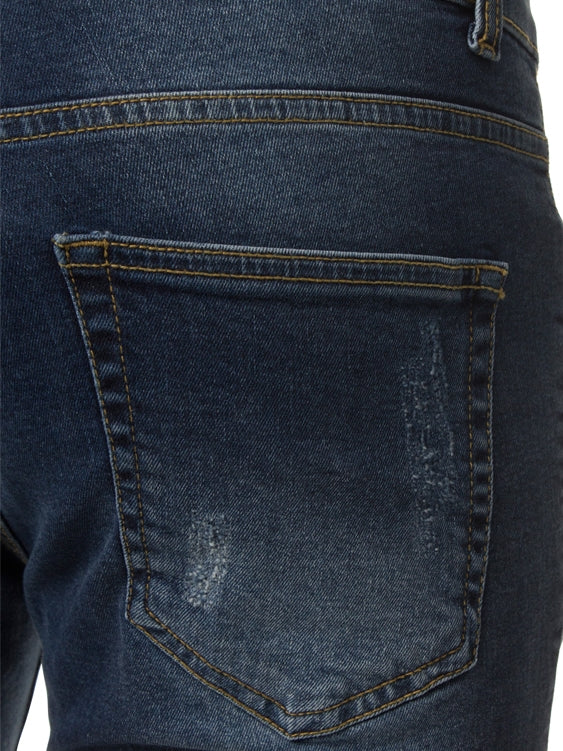 Mens Denim Skinny Fit Distressed Shorts | Enzo Designer Menswear