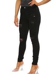 Enzo Designer | Womens Skinny Stretch Ripped Denim Jeans