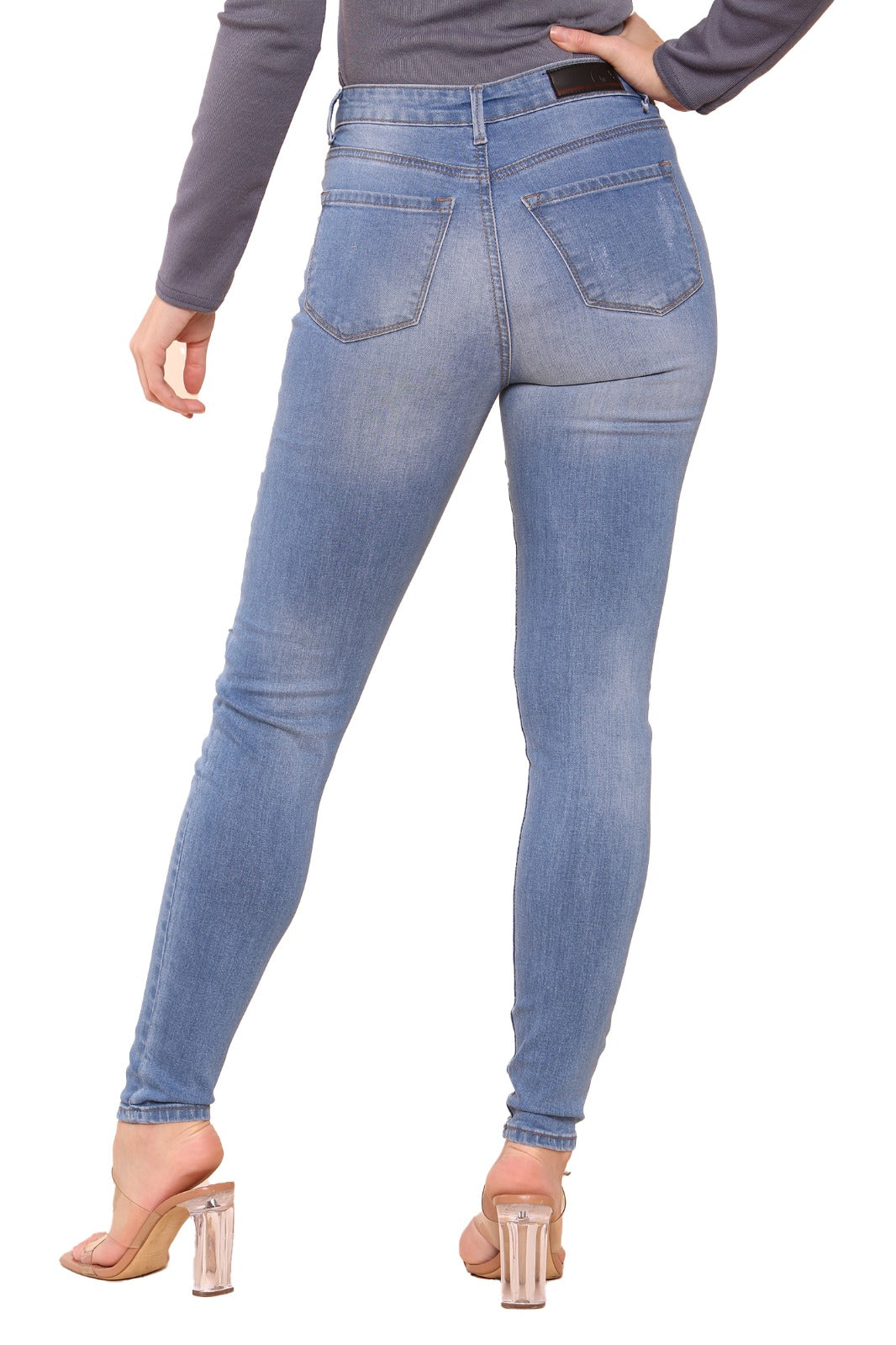 Enzo Designer | Womens Skinny Stretch Ripped Denim Jeans