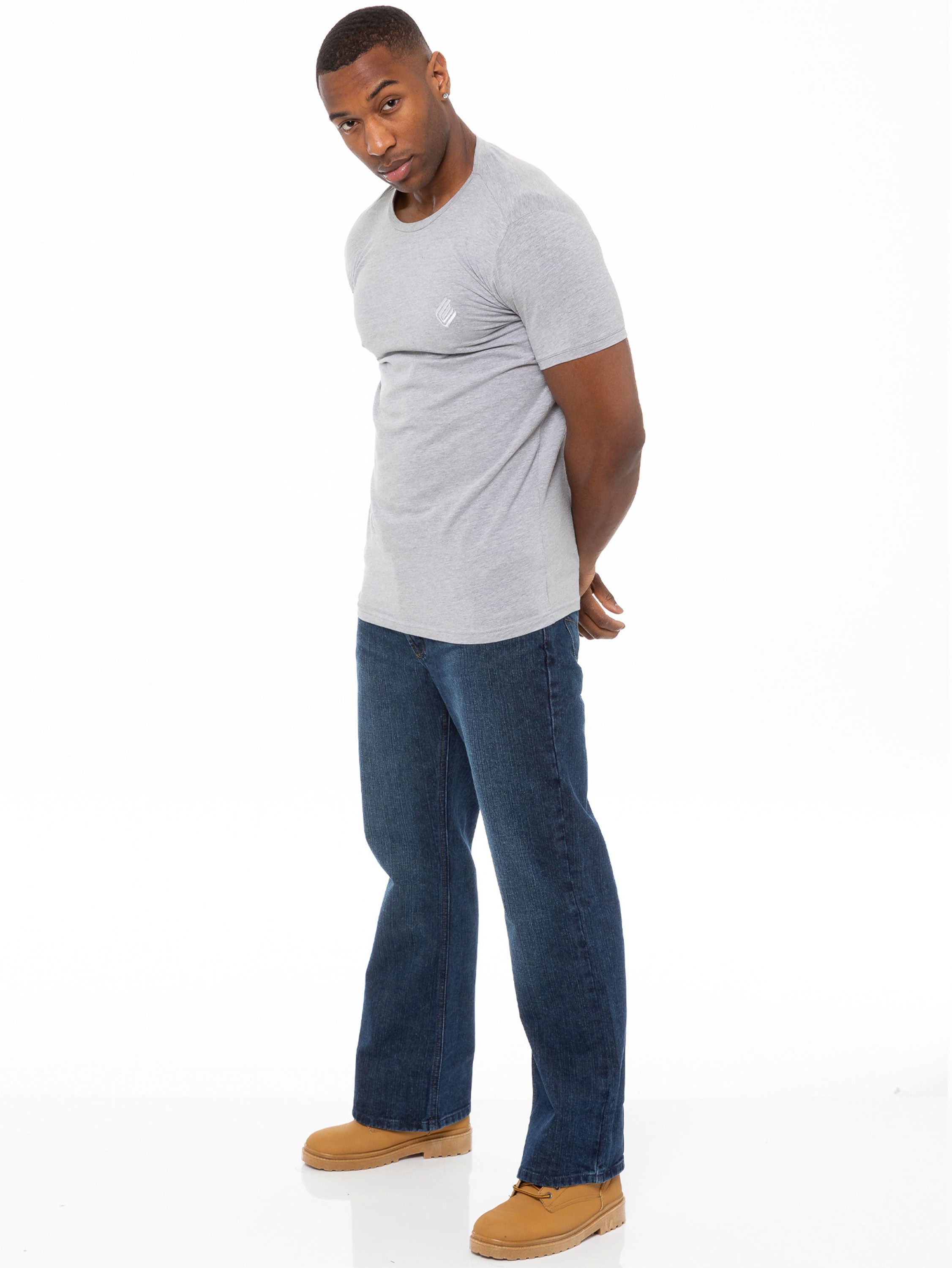 Men's FBM Boot Cut Denim Jeans with Branded Canvas Belt