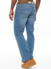 Men's FBM Boot Cut Denim Jeans with Branded Canvas Belt