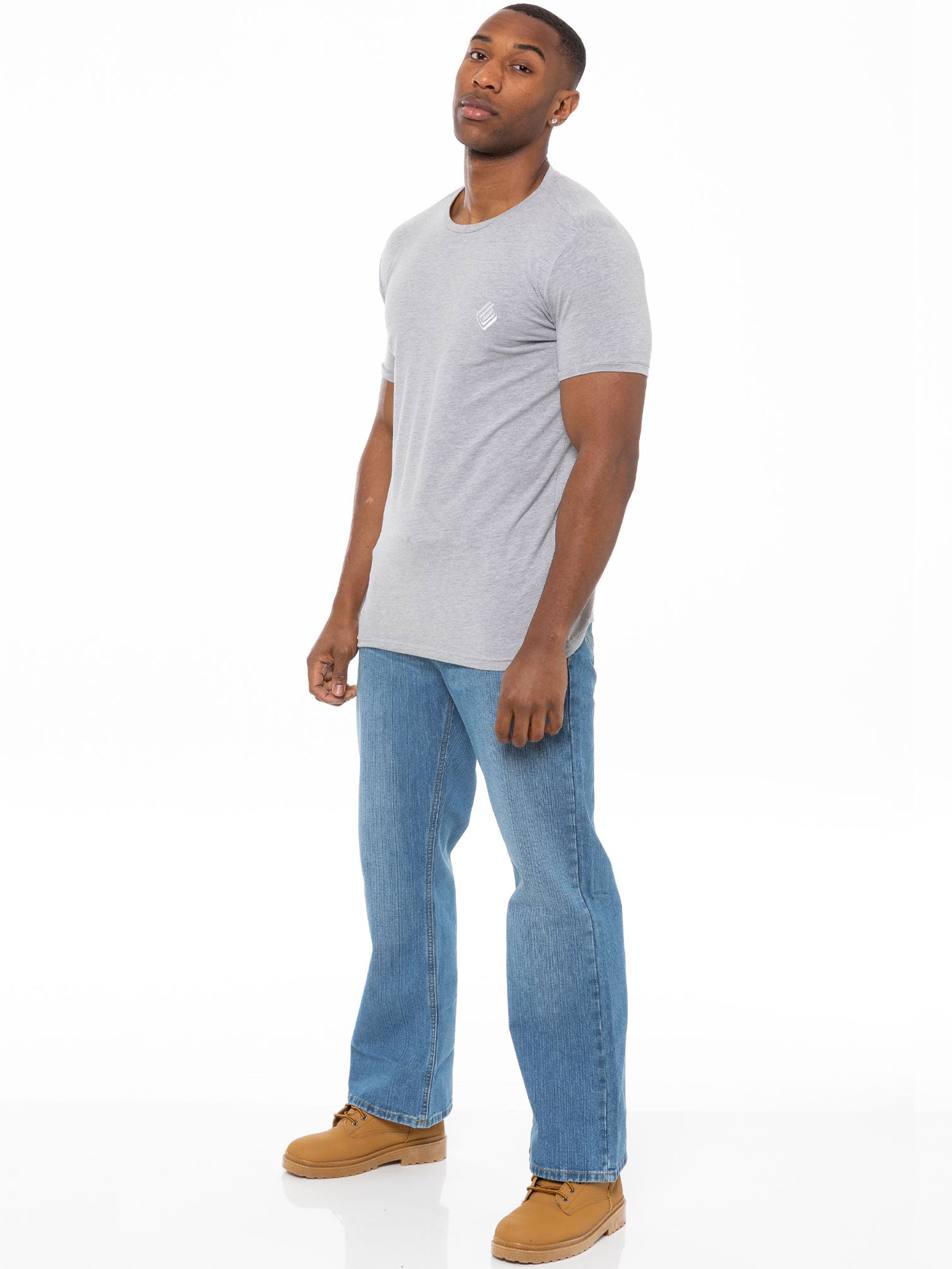 Men's FBM Boot Cut Denim Jeans with Branded Canvas Belt