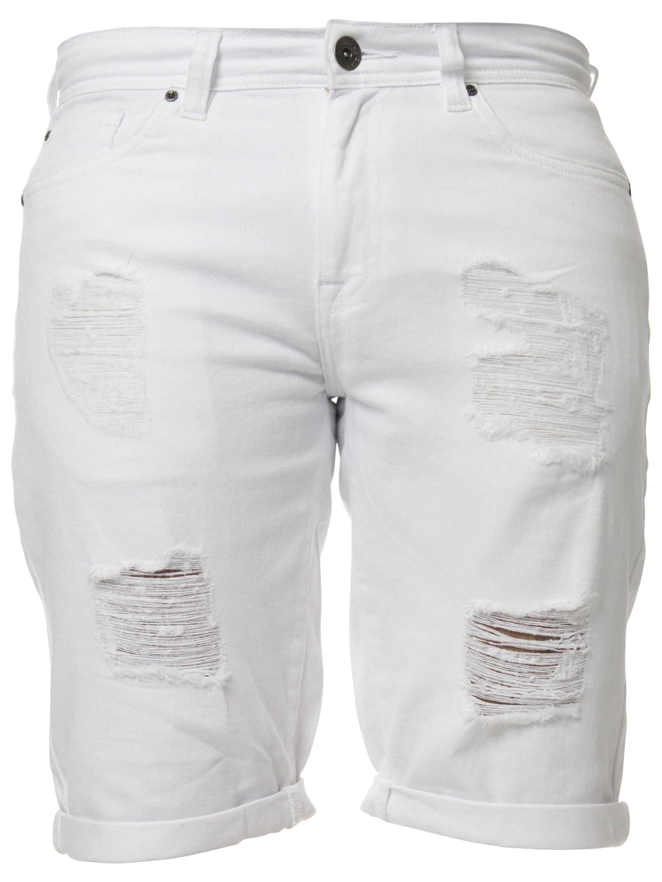 Mens Denim Skinny Fit Distressed Shorts | Enzo Designer Menswear