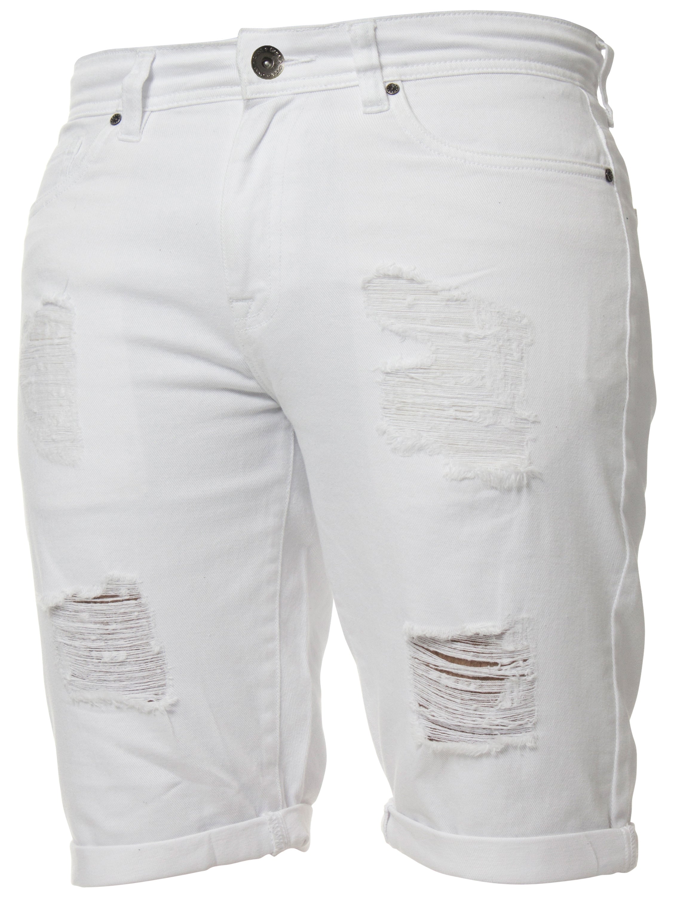 Mens Denim Skinny Fit Distressed Shorts | Enzo Designer Menswear