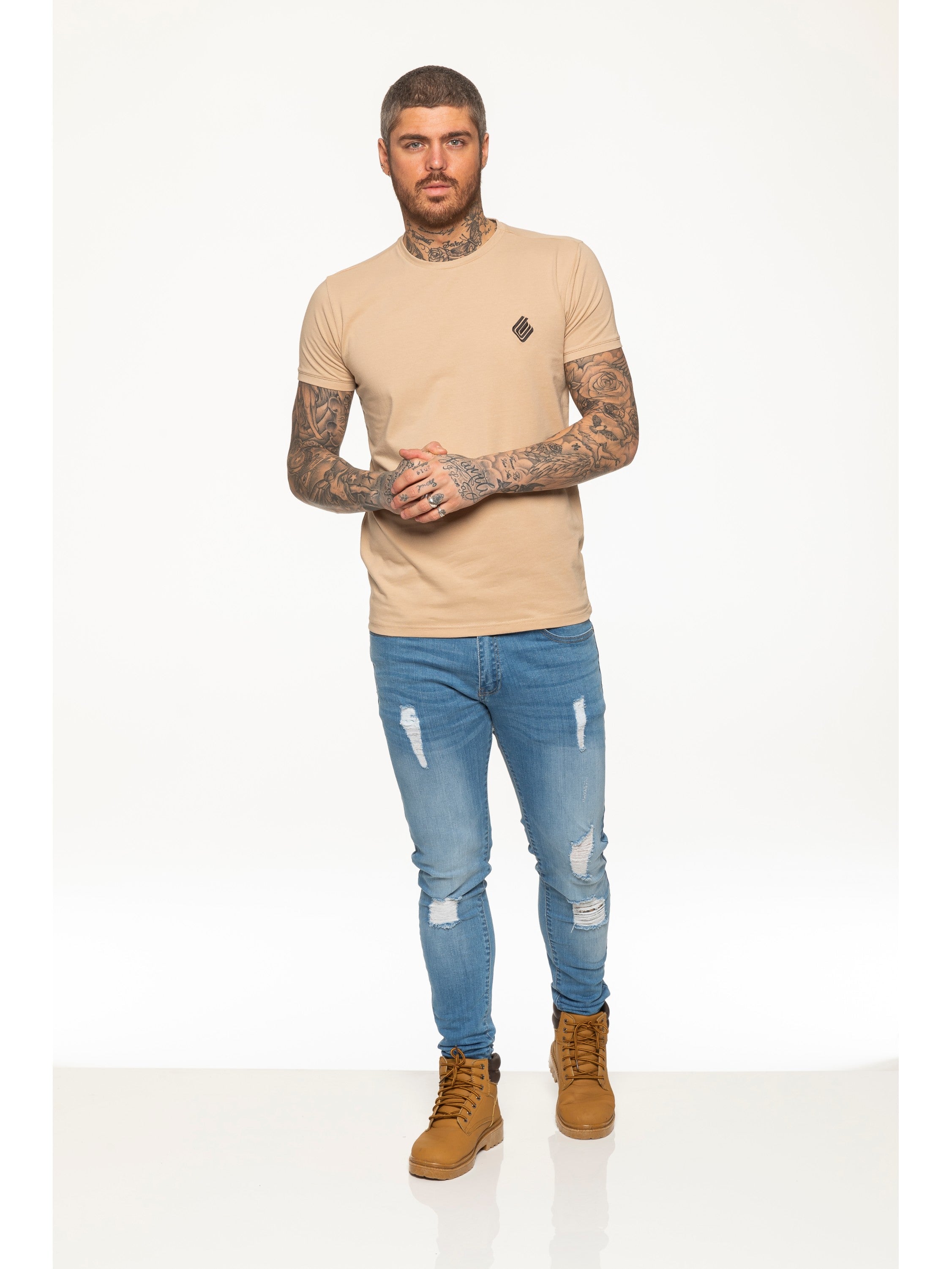 Enzo Mens Slim Fit Stretch Muscle T-Shirt