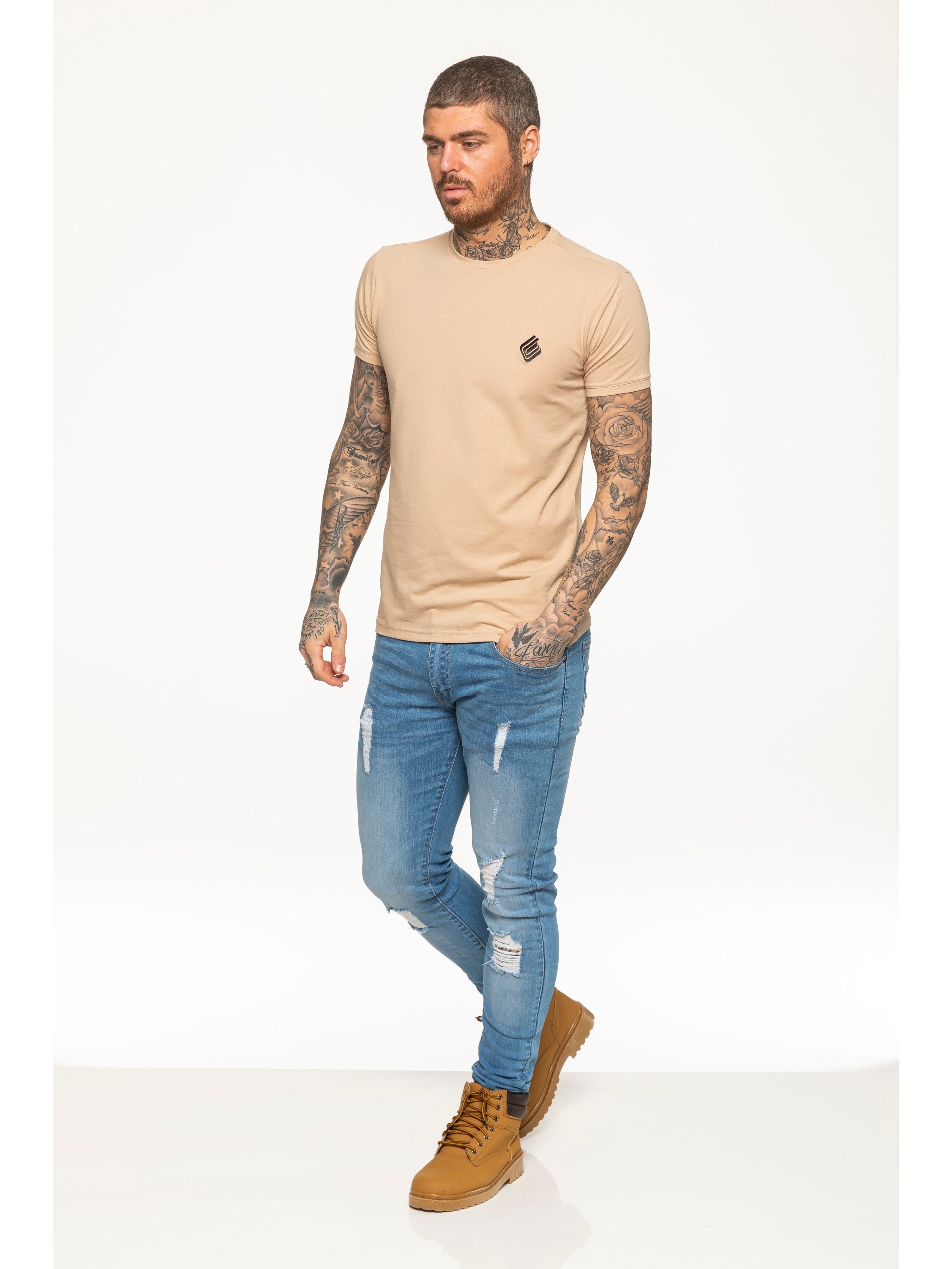 Enzo Mens Slim Fit Stretch Muscle T-Shirt