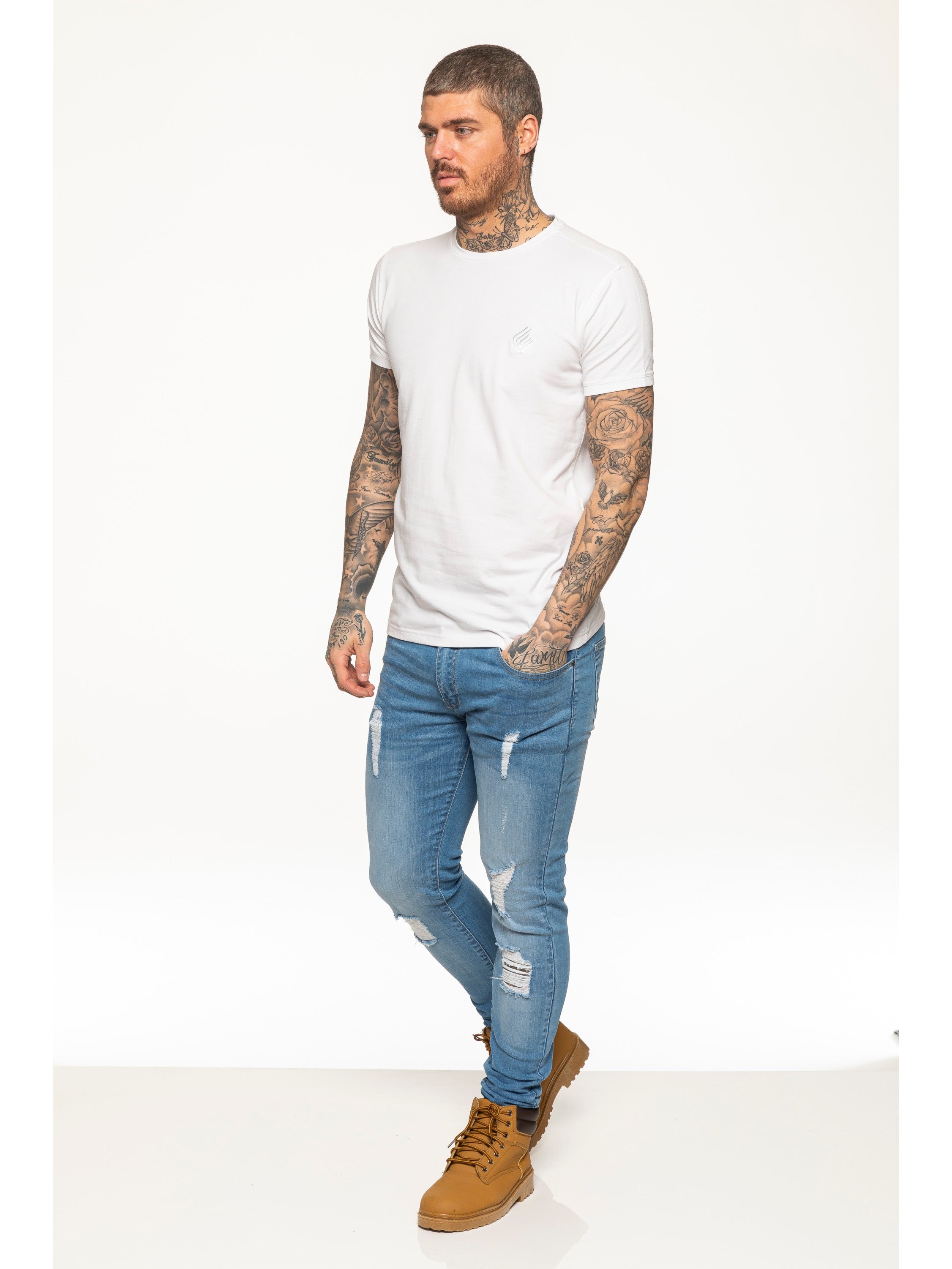 Enzo Mens Slim Fit Stretch Muscle T-Shirt